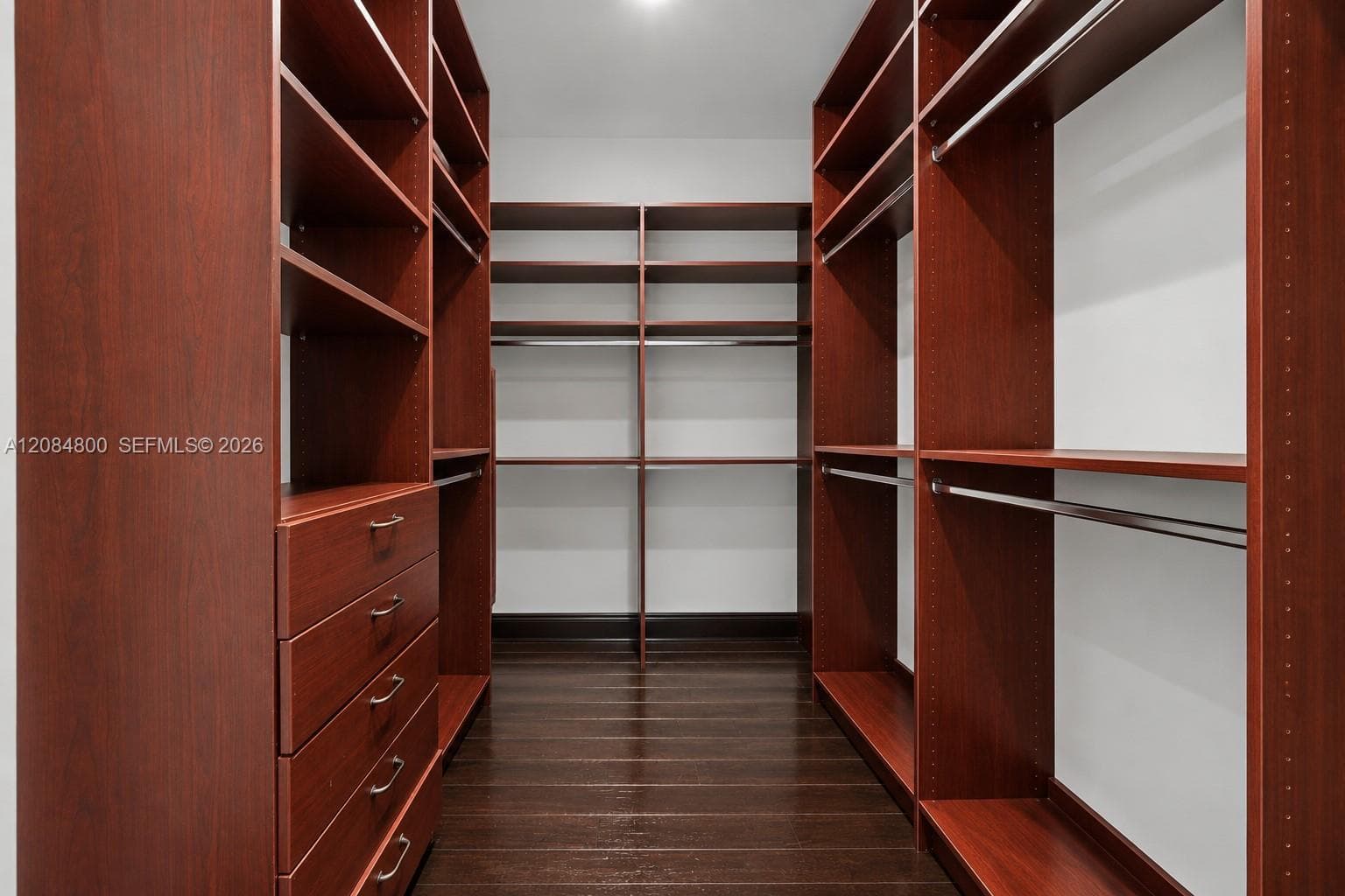 Three walk-in closets in the primary suite