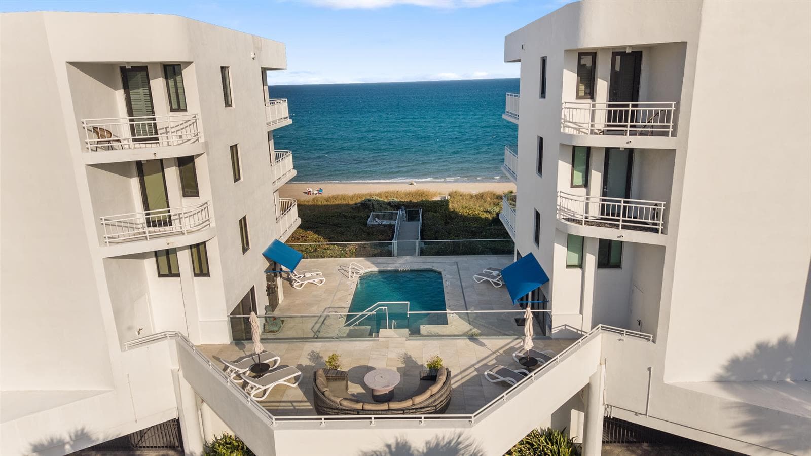 Building/pool/beach aerial
