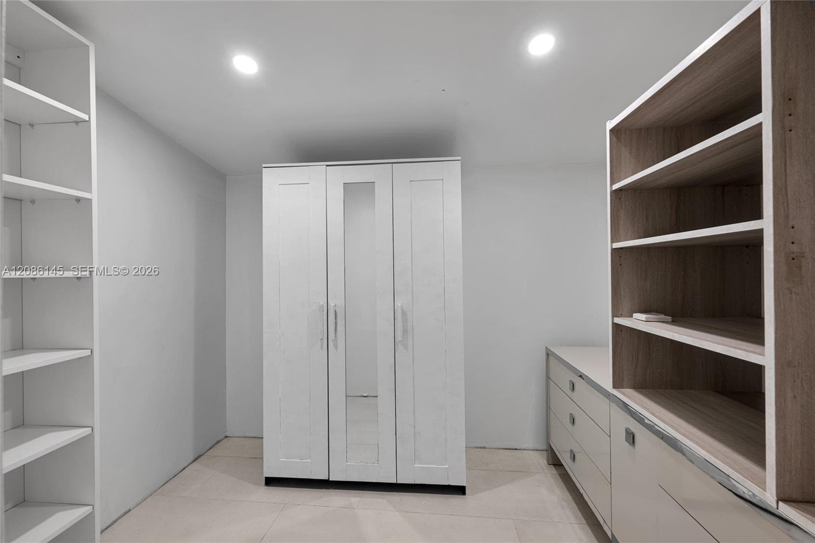 Generous primary walk-in closet