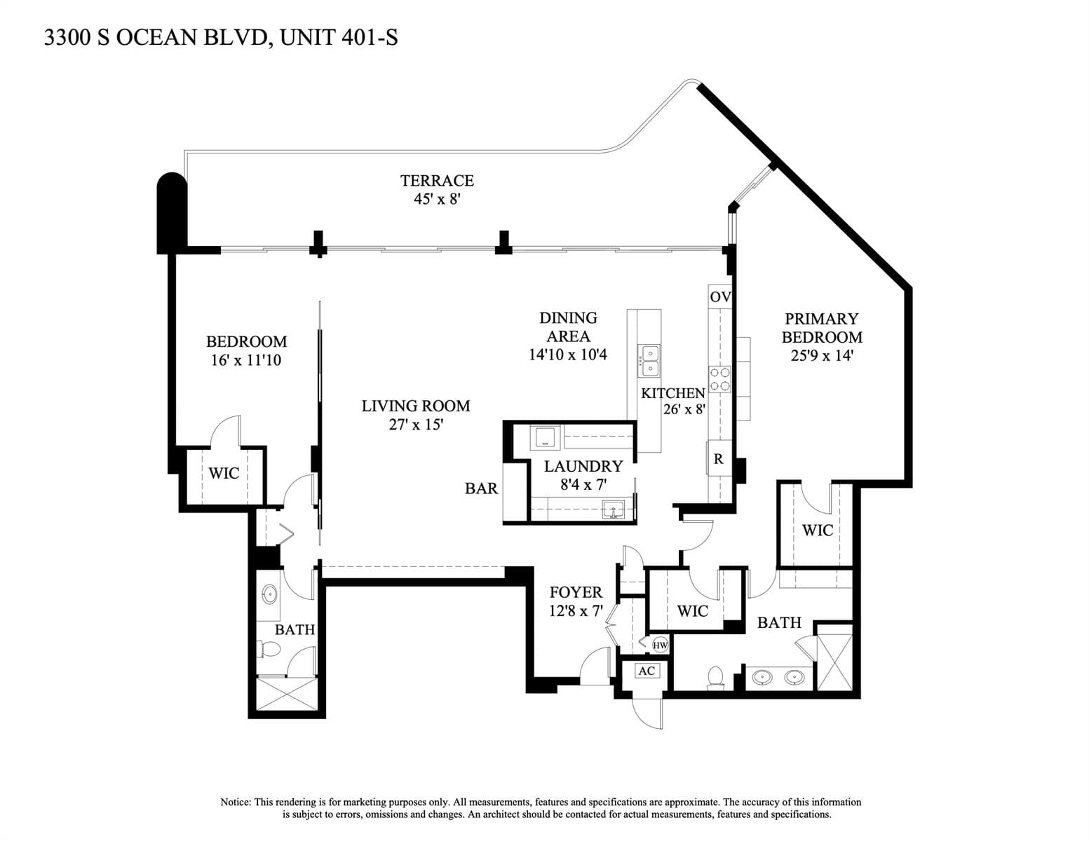 3300 S OCEAN BLVD, 401-S Floor plan