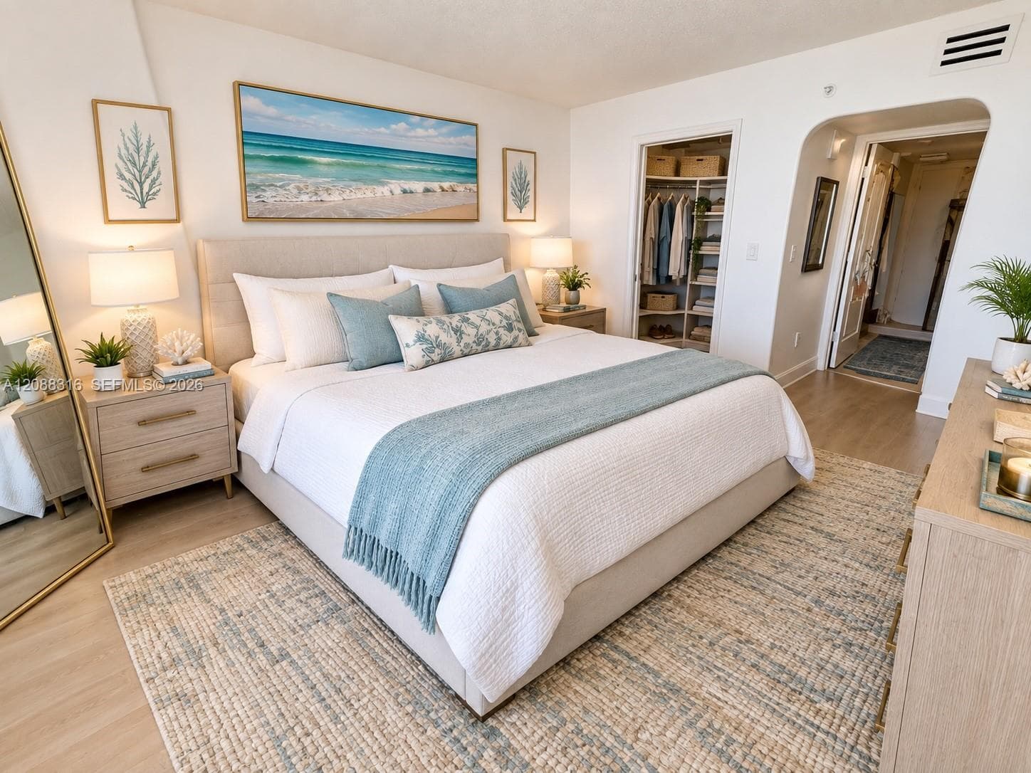 Spacious primary bedroom, walk-in closet with ensuite bathroom and lots of walk-in closet space.