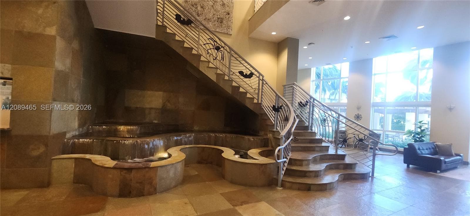 waterfall is a nice touch in the lobby area