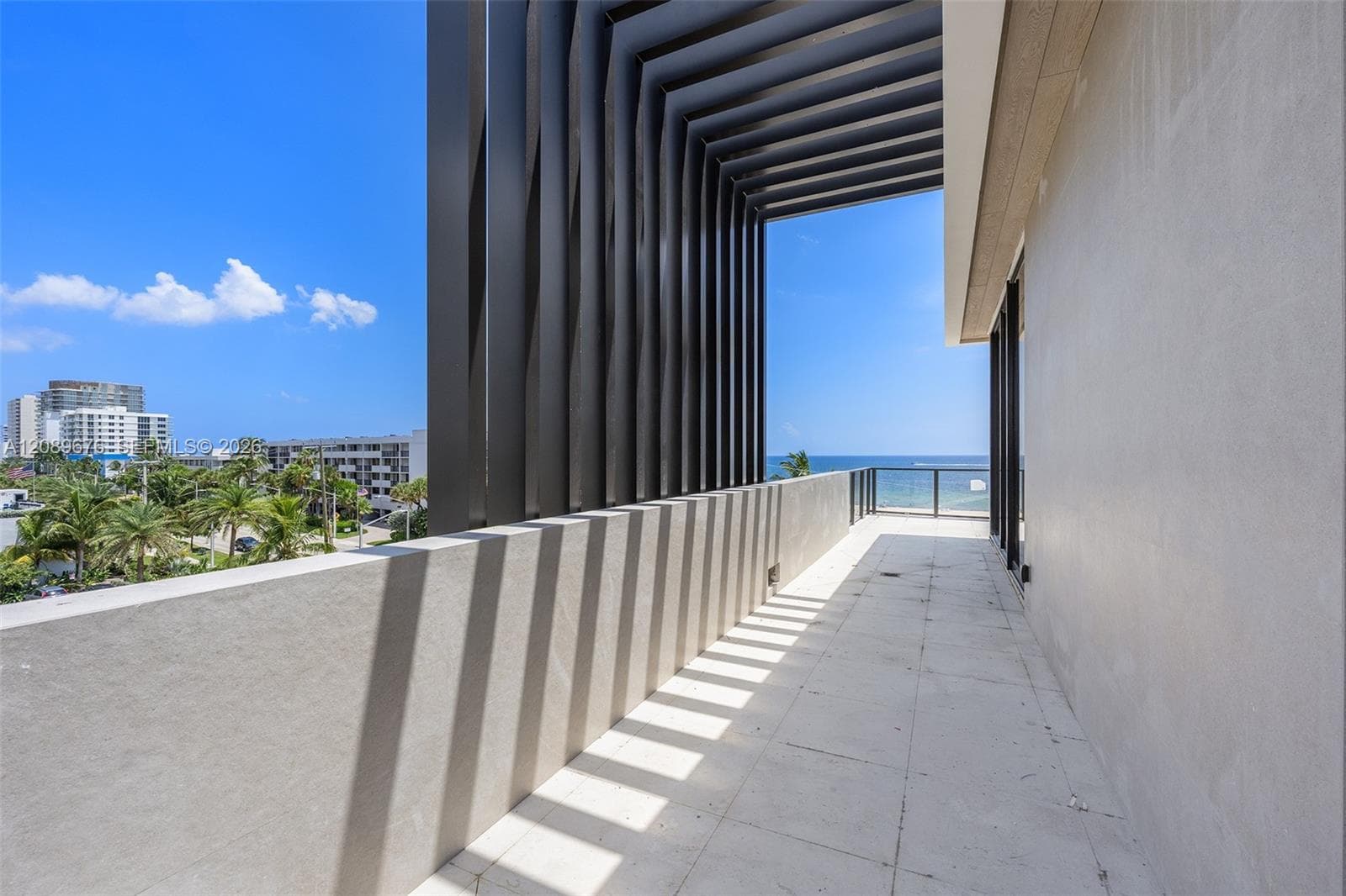 Louvered pergola, fourth-floor terrace.