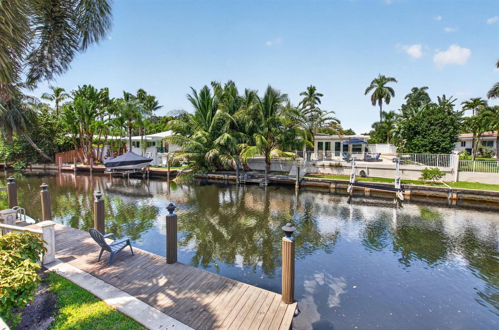 Waterway with dock and lift