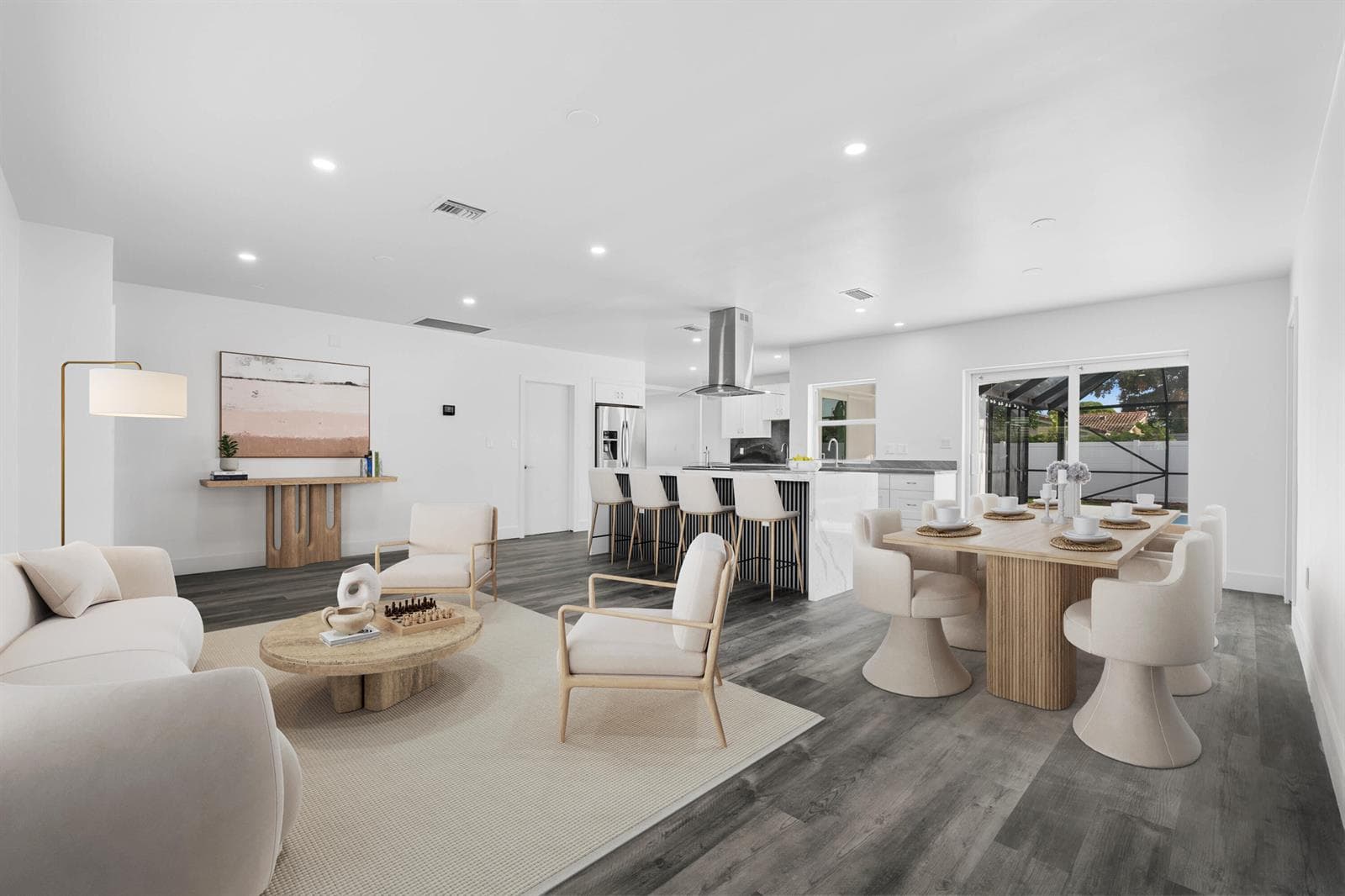 Family, Dining and Kitchen View