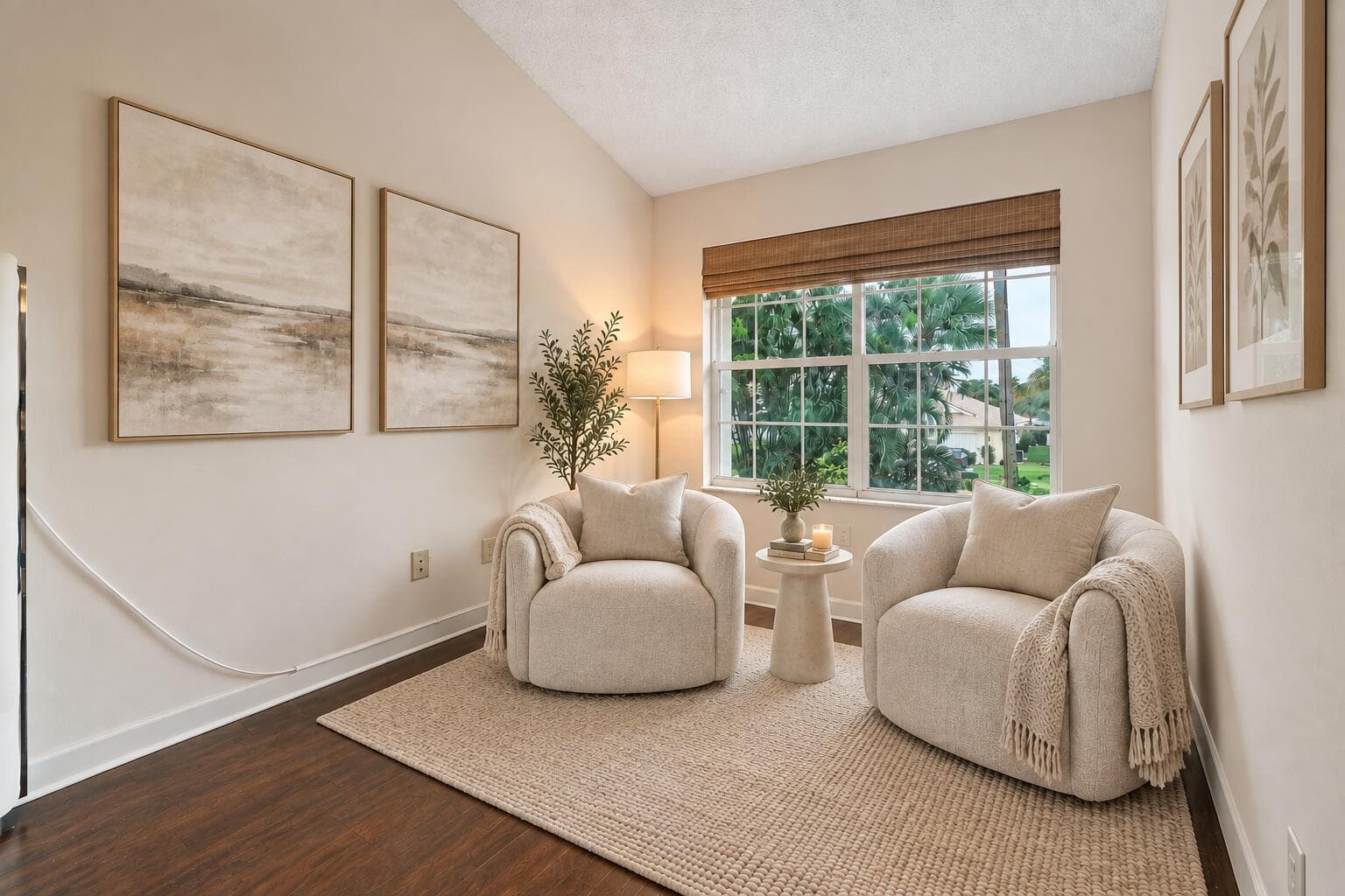 Virtually staged sitting area