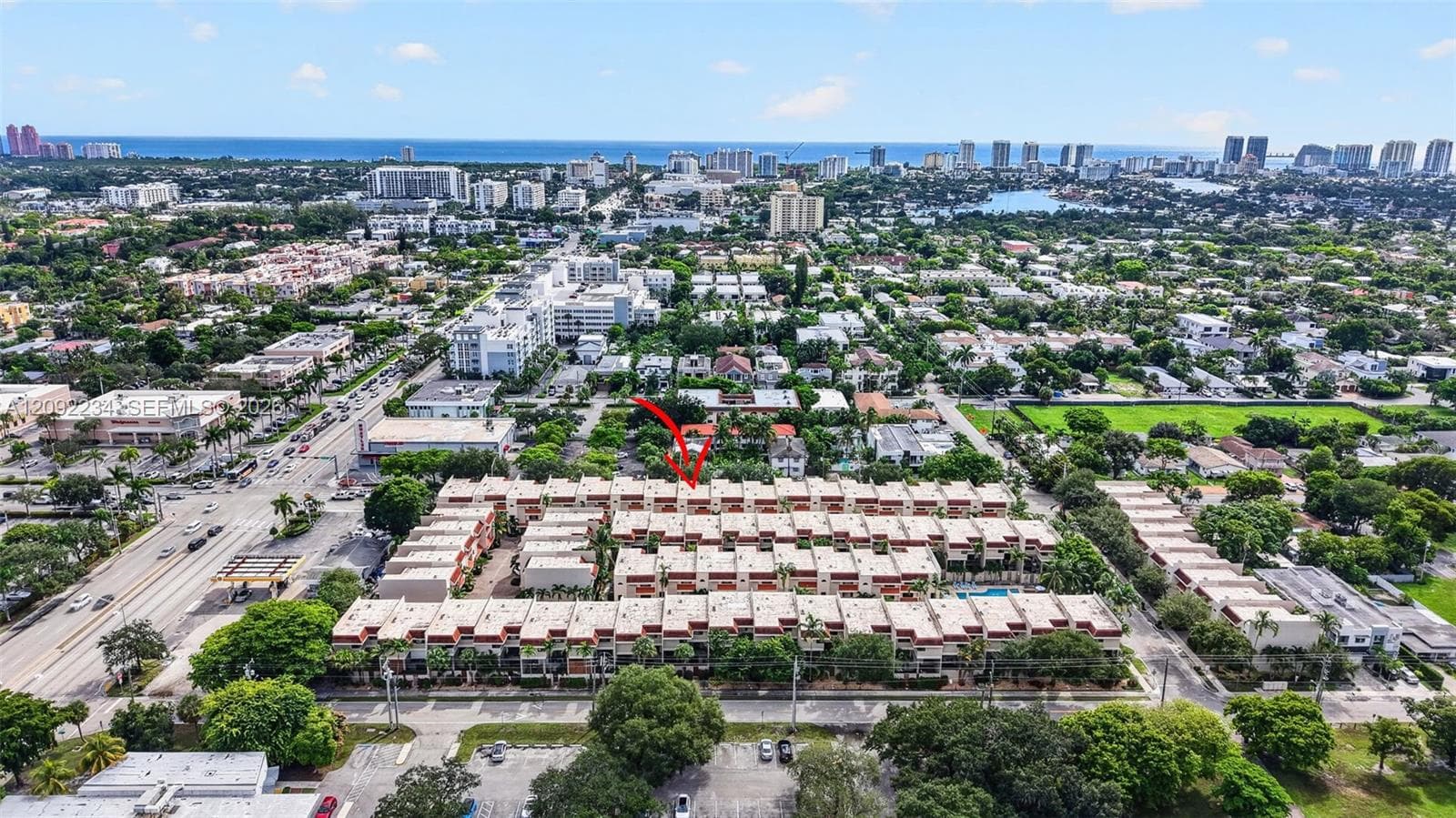 Aerial Drone View East Shows the Short 1.8 Miles to the Atlantic Ocean