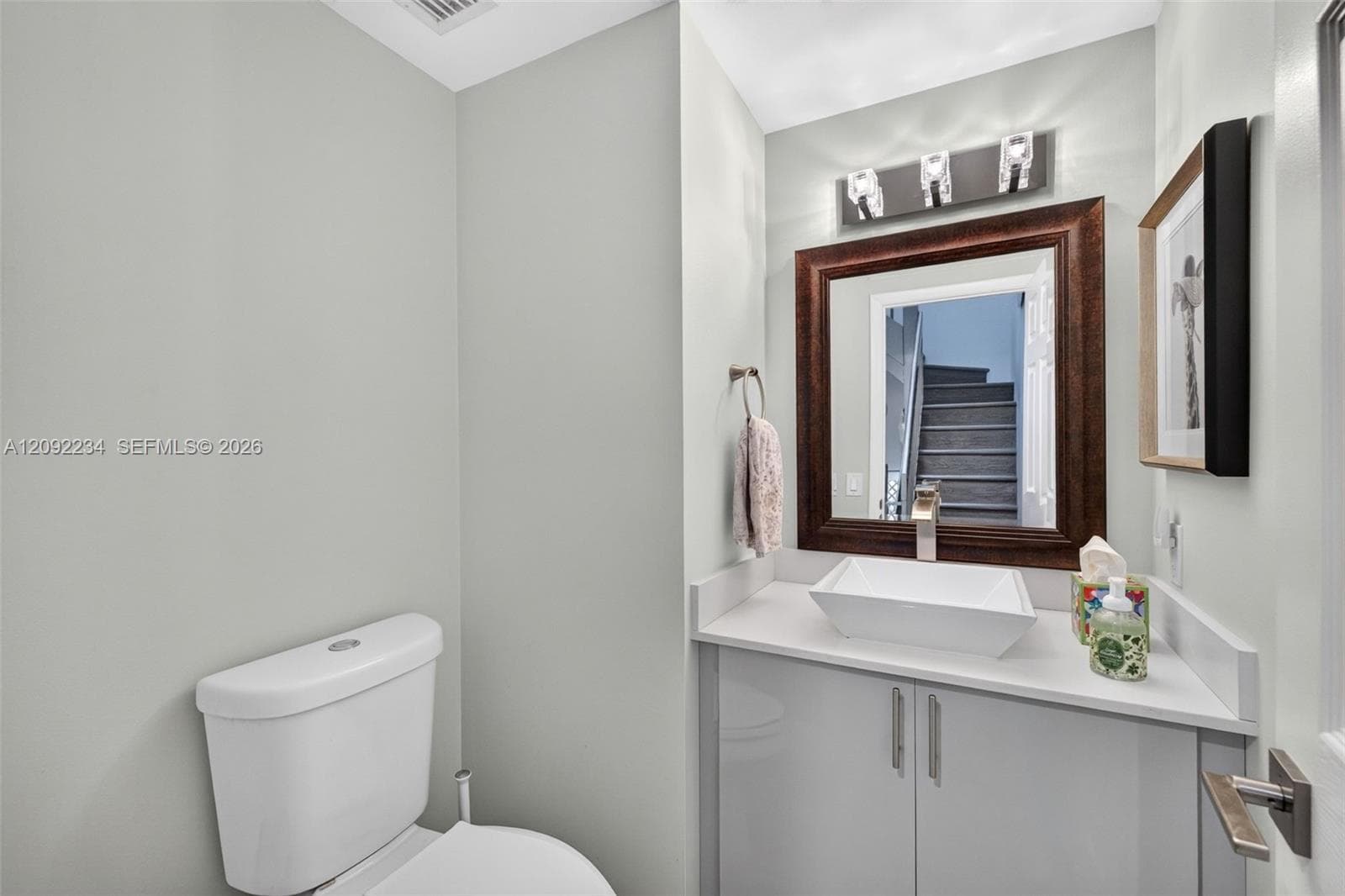Second Floor Half Bath is Convenient for Guests and Beautifully Renovated