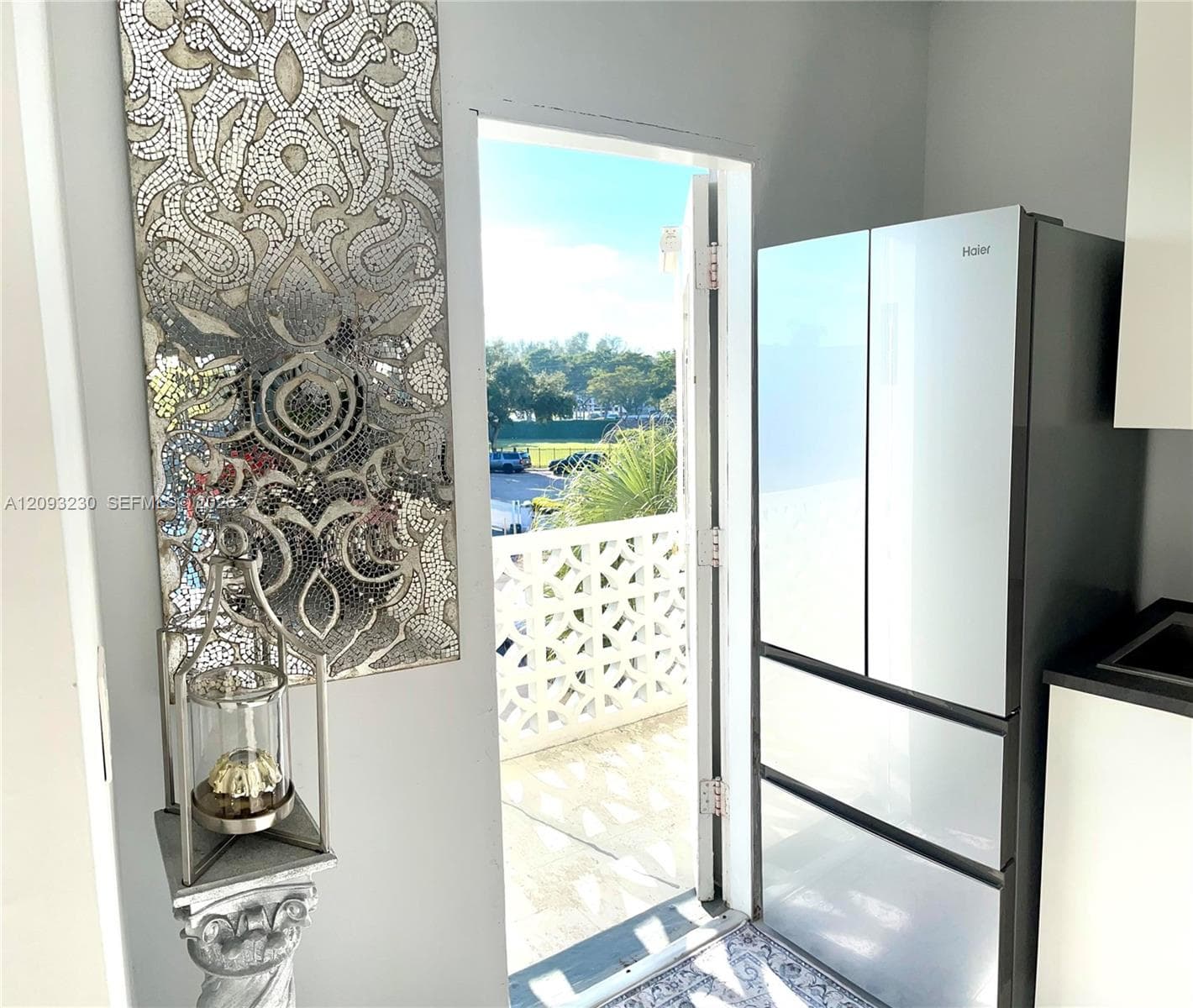 Balcony access with decorative railing
