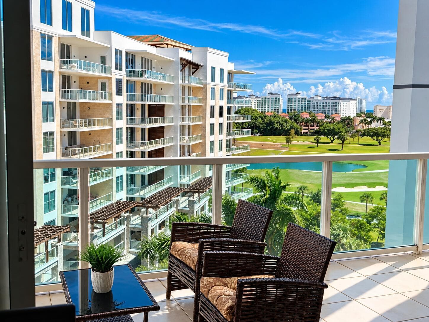 Sunny Resort Balcony Overlooking Golf Co