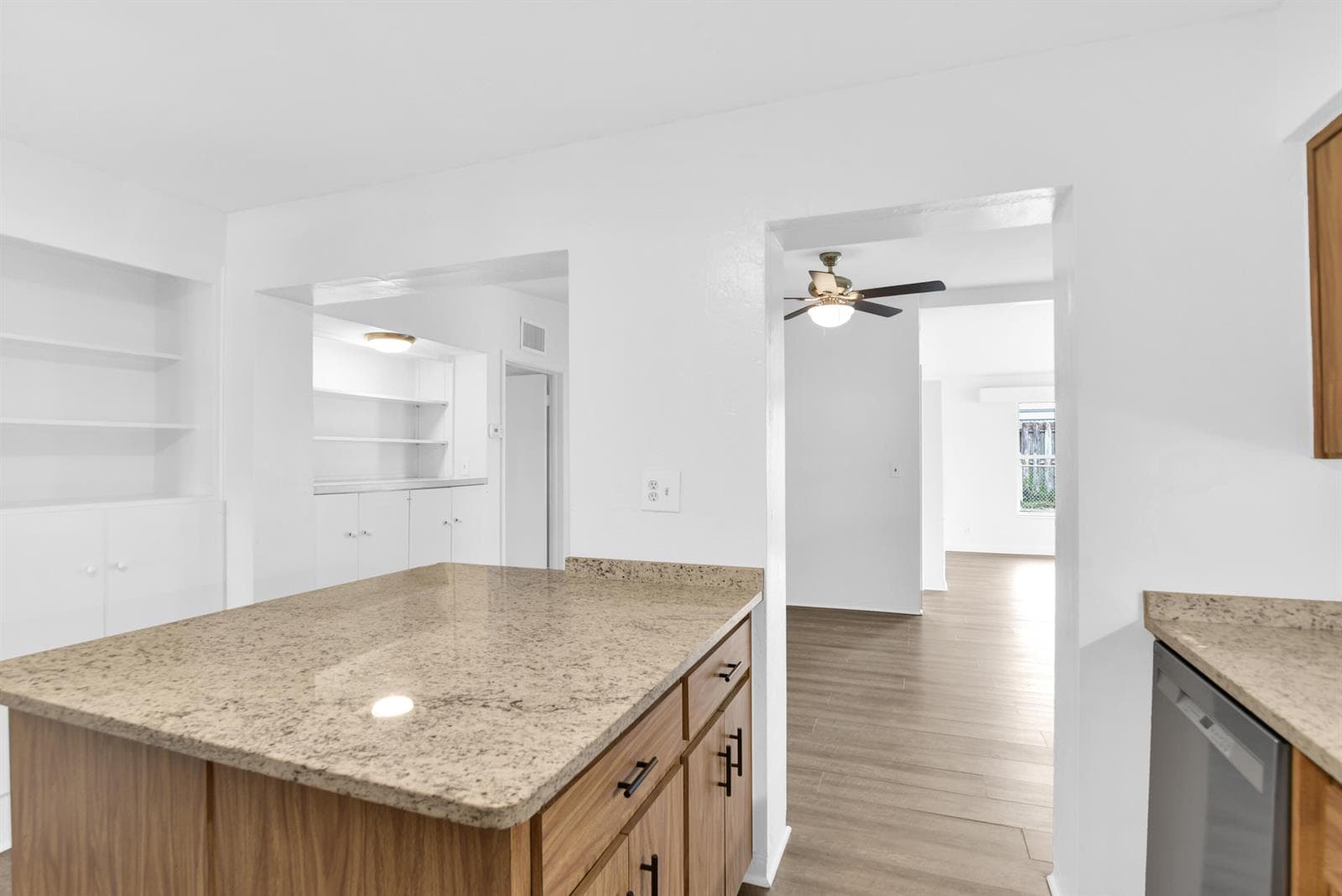 Kitchen View to Family room dining