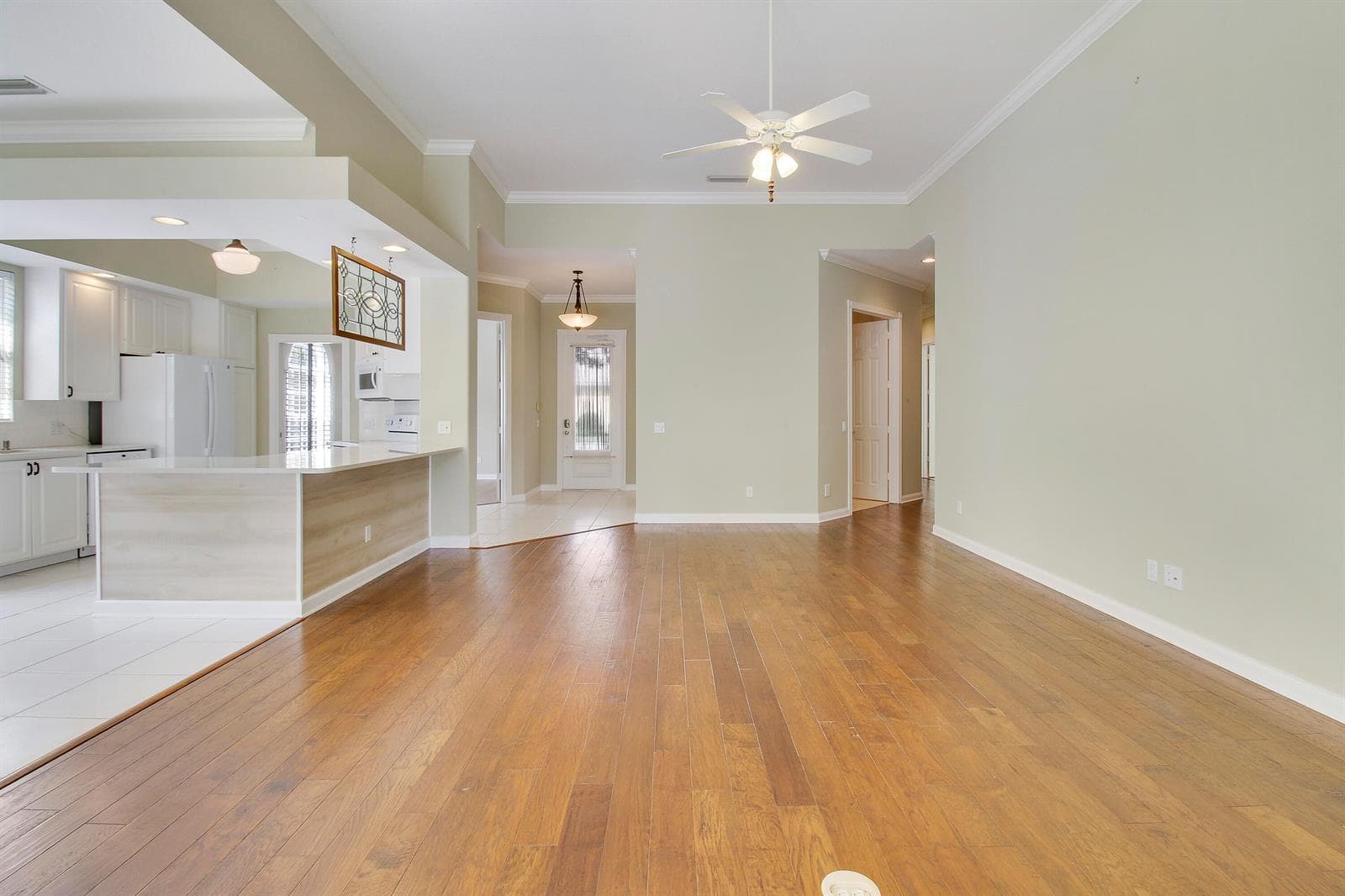 Living Area with Kitchen to Left