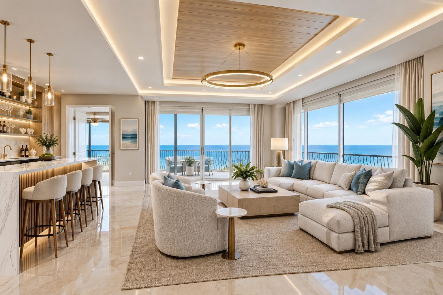 Modern bar and living