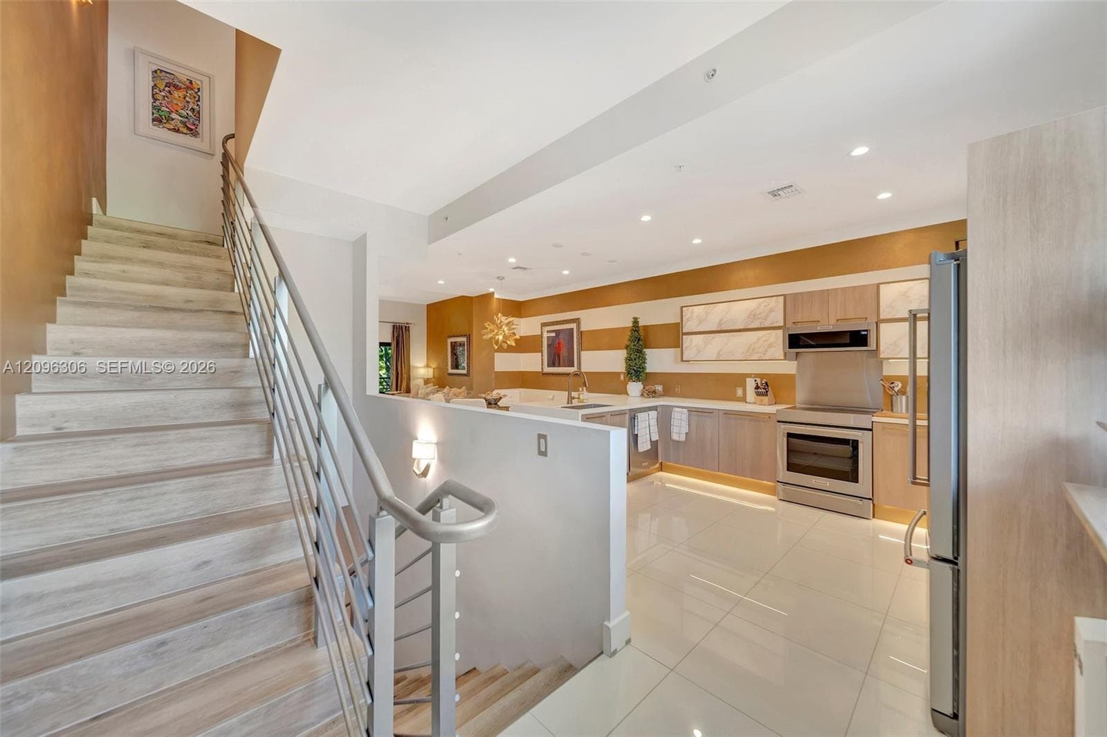S/S railing leading up to third floor bedrooms