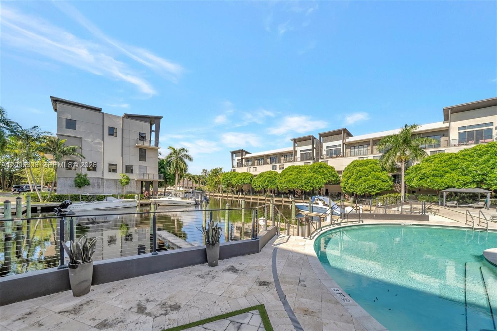 Community pool overlooking the marina