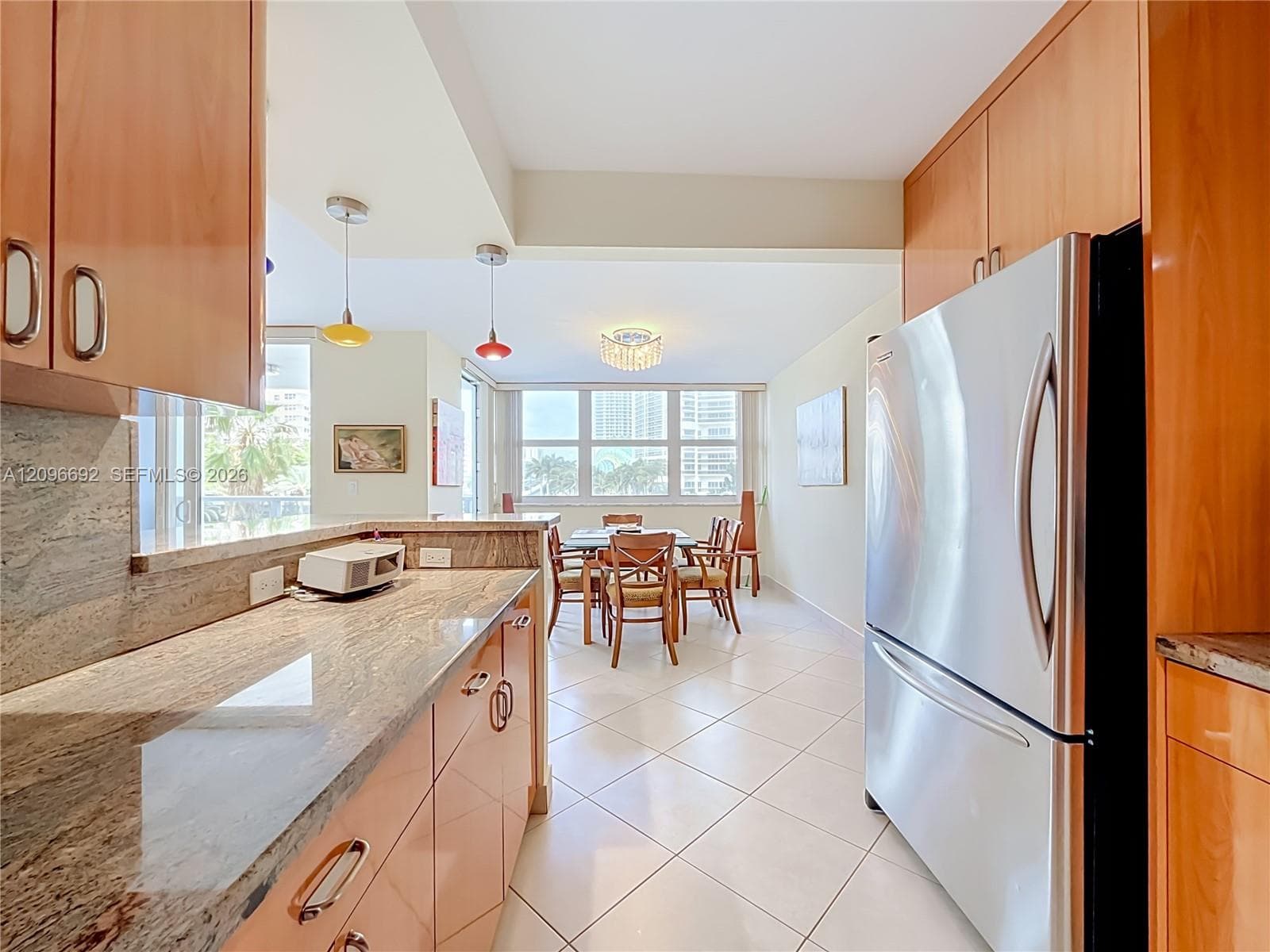 Open kitchen and formal dining room.