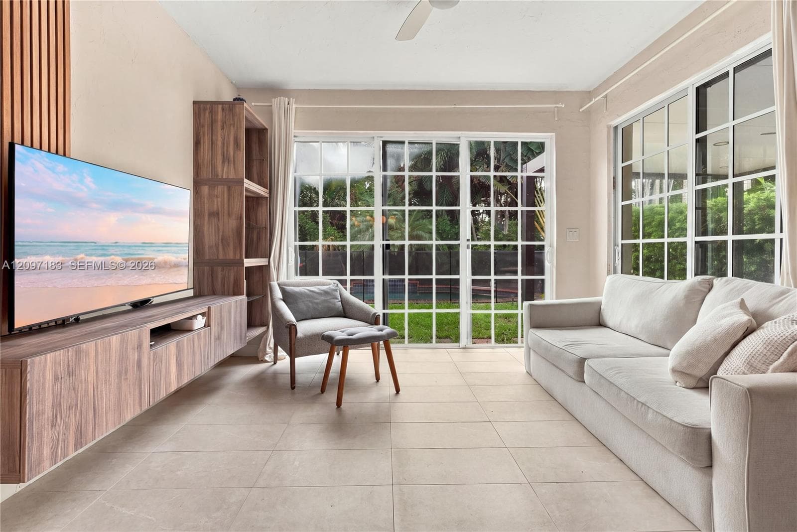 Florida room overlooking back yard