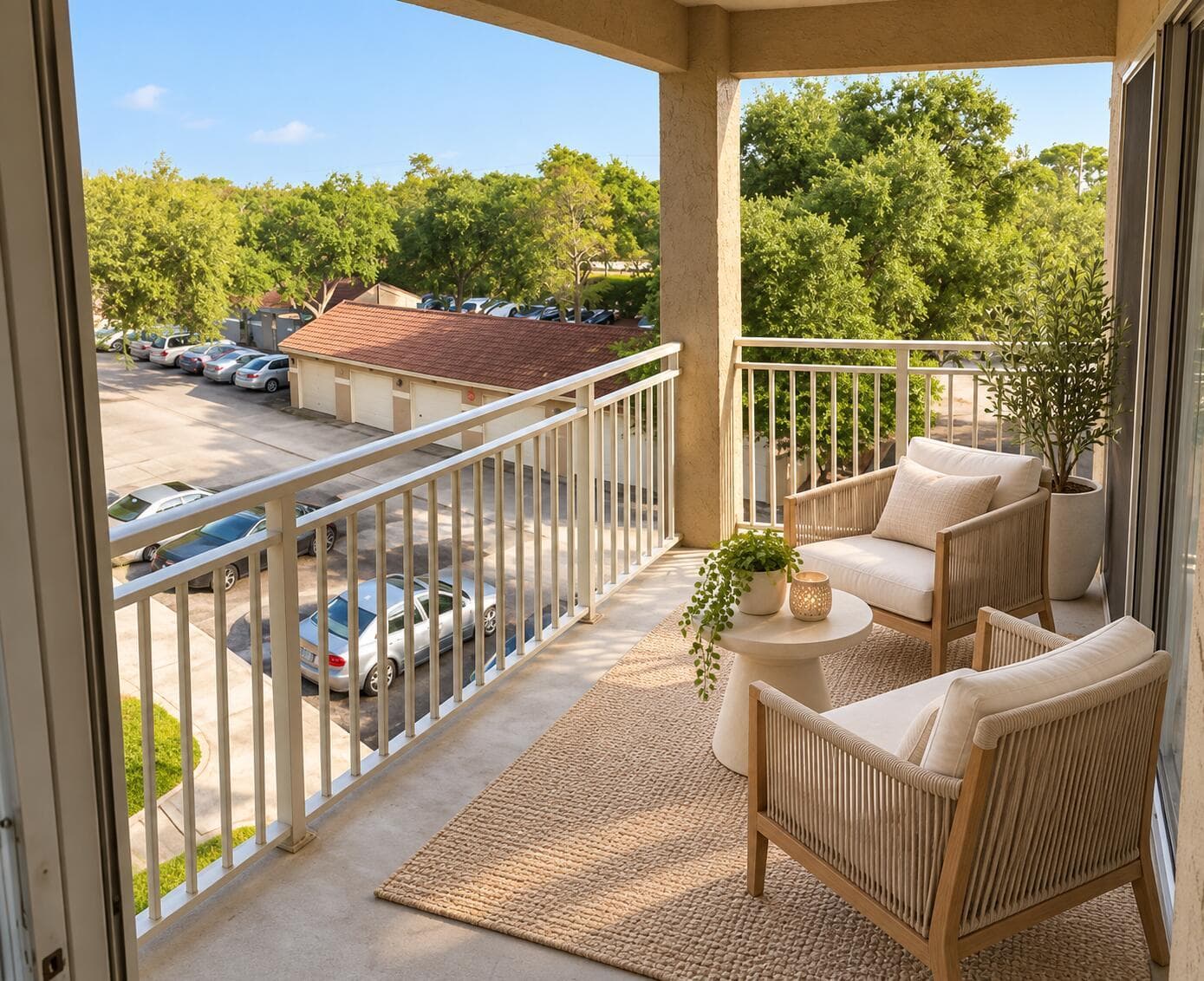 Modern balcony staging with clear views