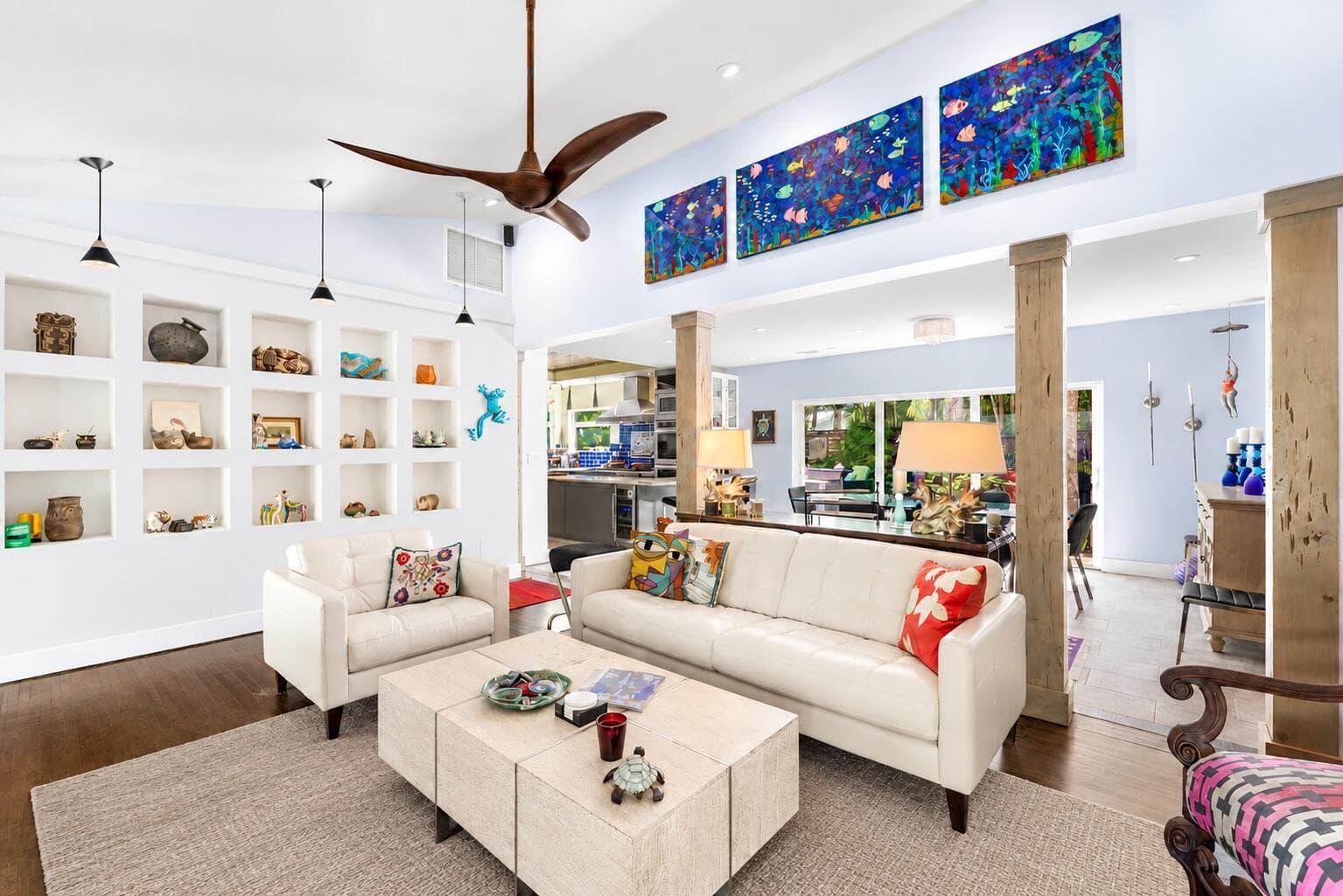 Bright Eclectic Living Room with Neutral