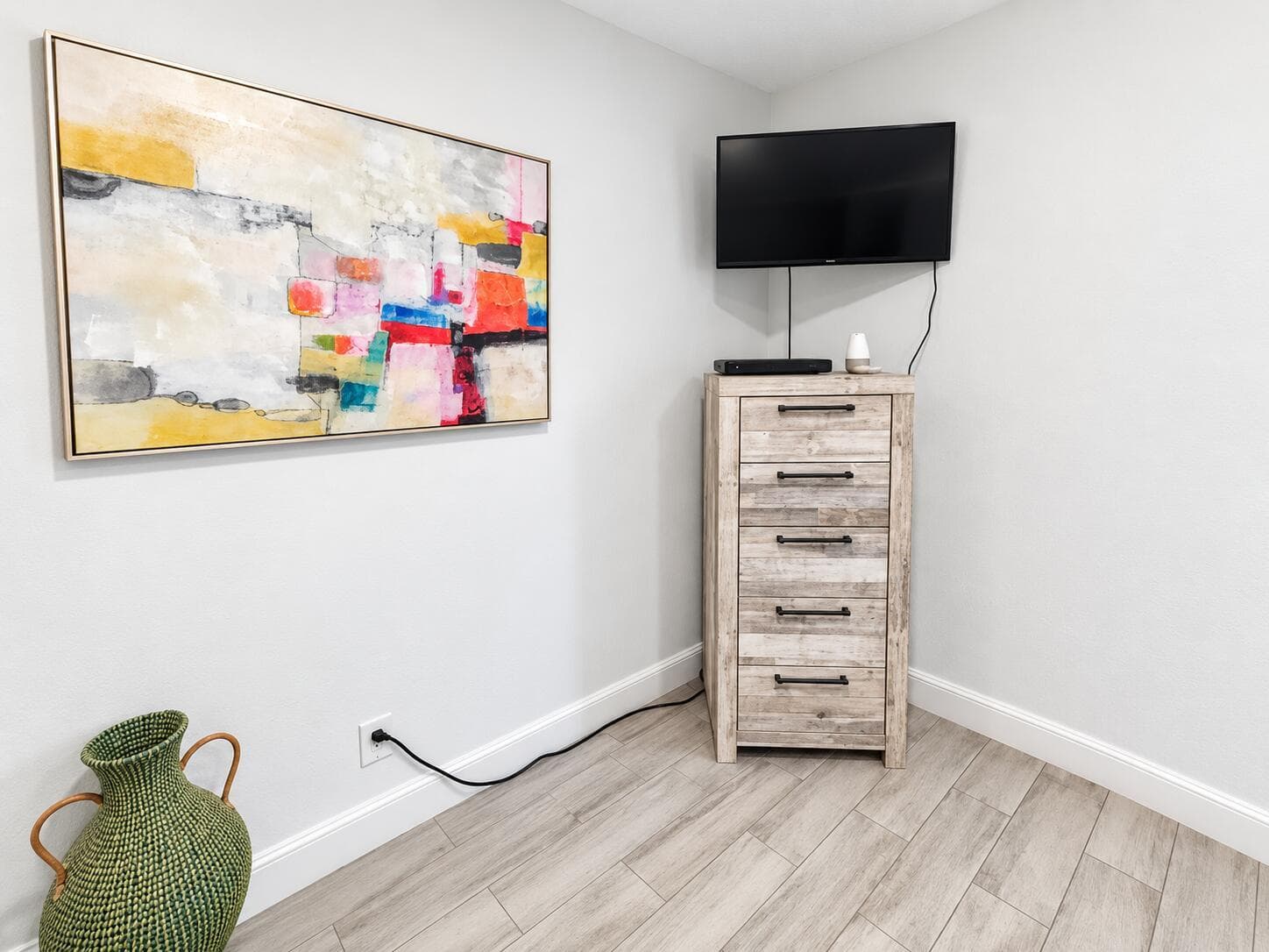 Mounted TV with Dresser