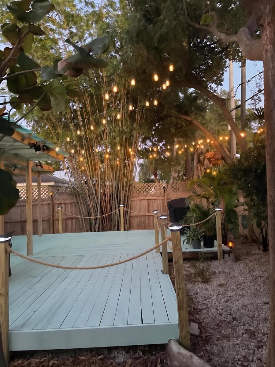 deck with lights