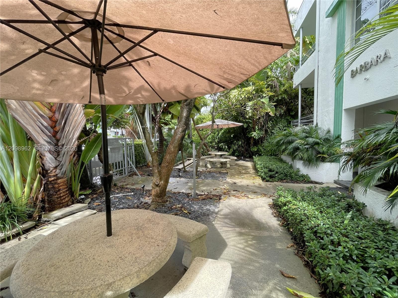 Patio located at building entry