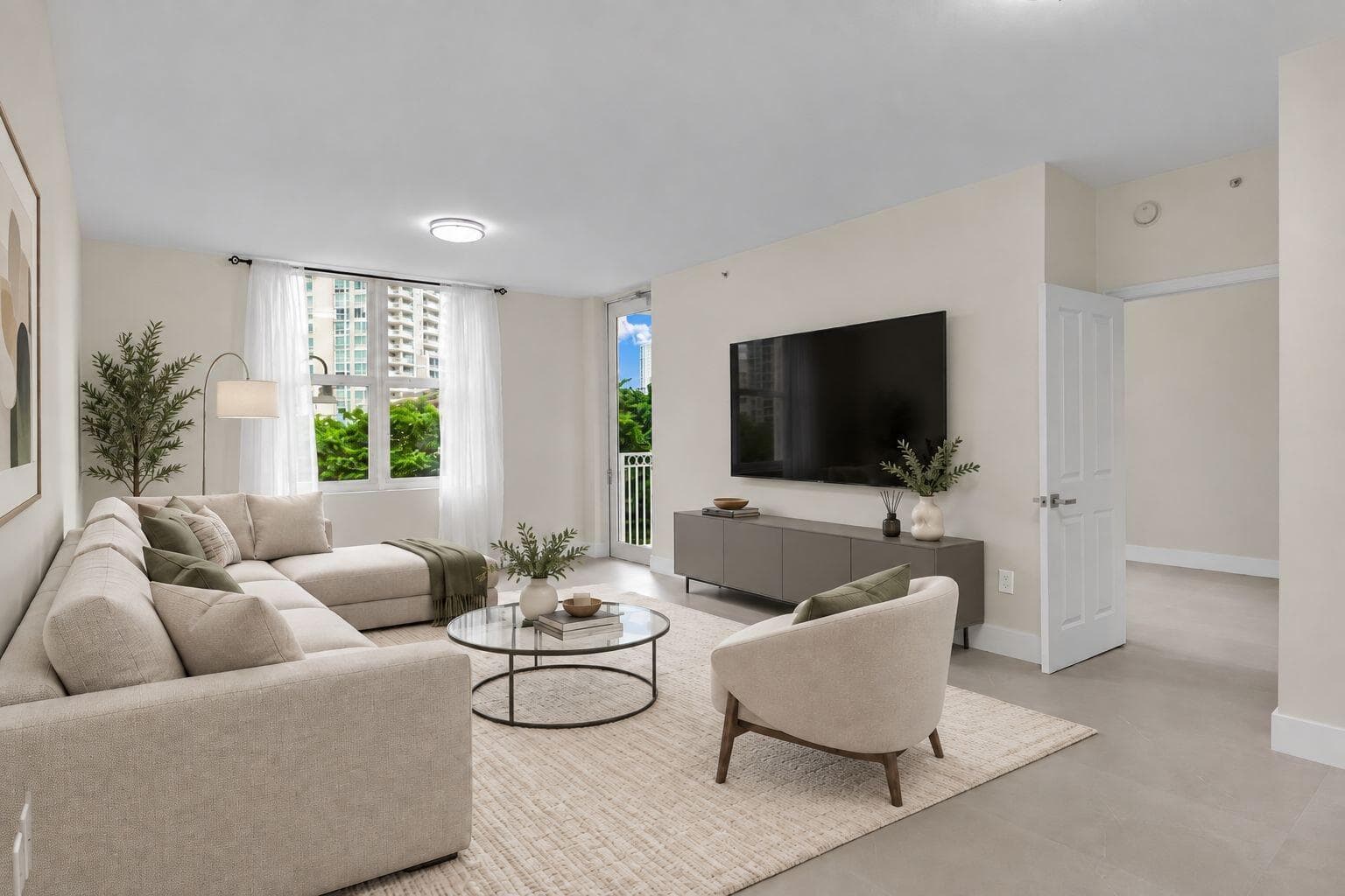 Virtually staged living room