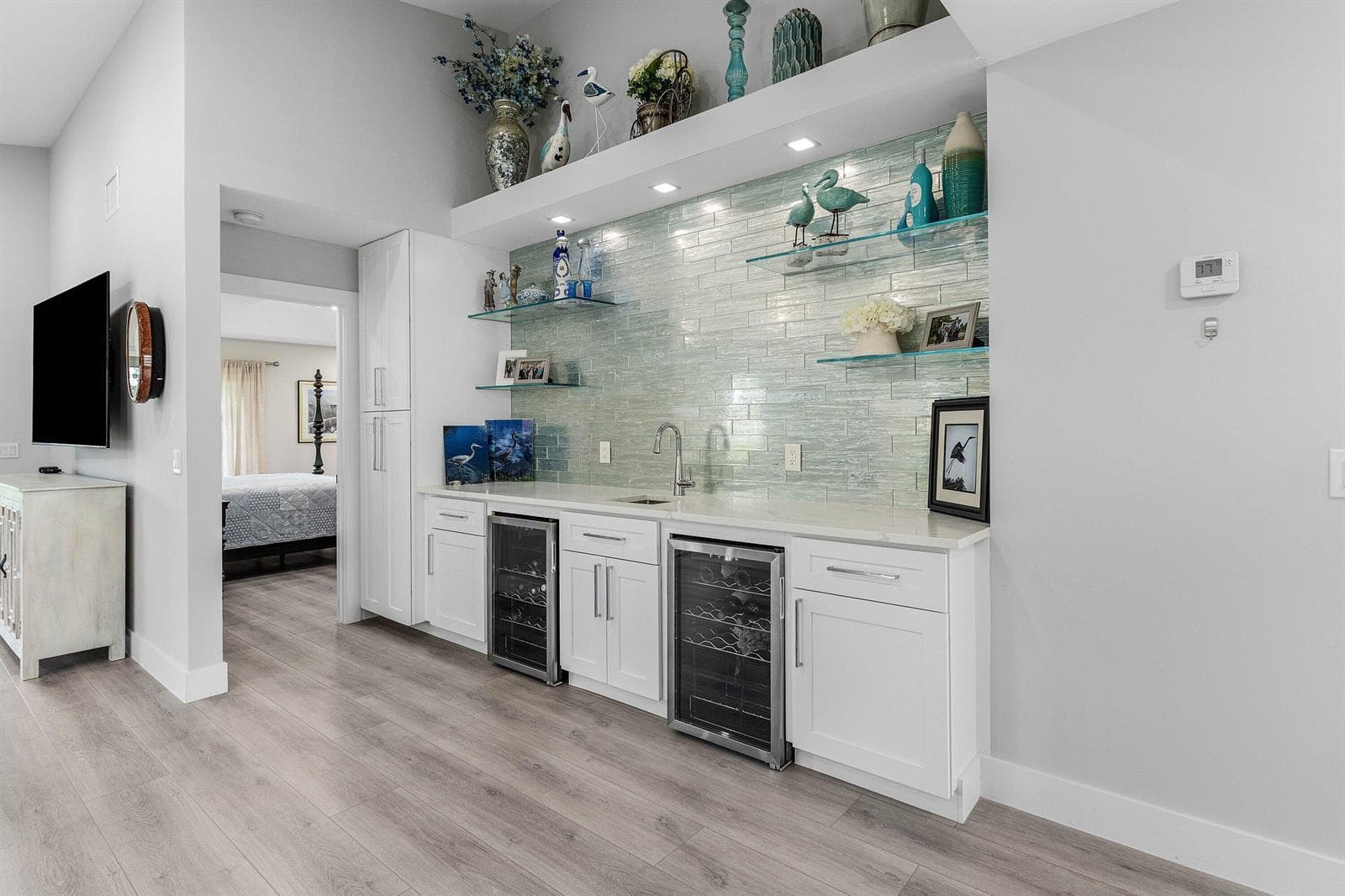 Wet Bar with Two Built-In Wine Coolers