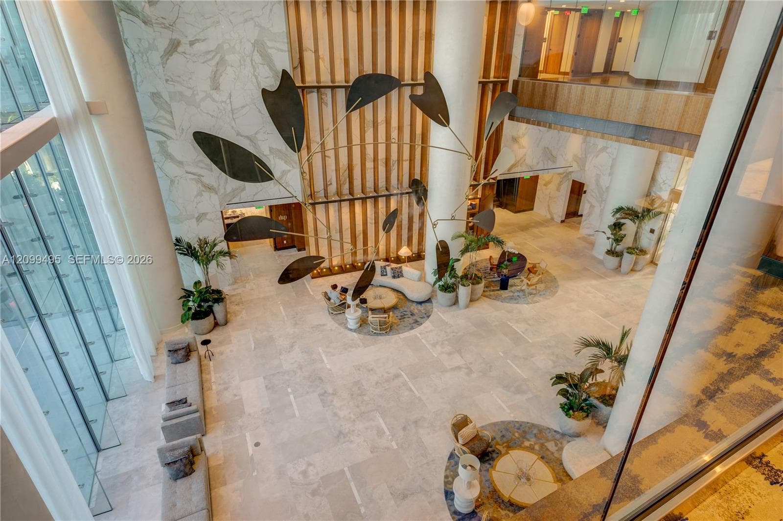 Elegant high ceiling lobby.