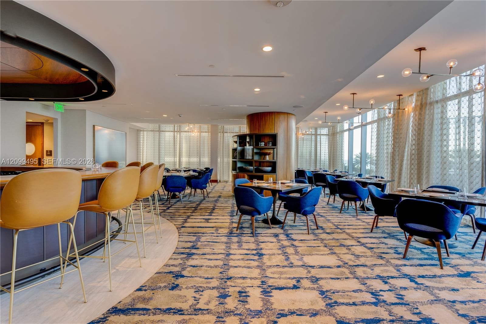 Private dining room with chef’s kitchen for entertaining guests.