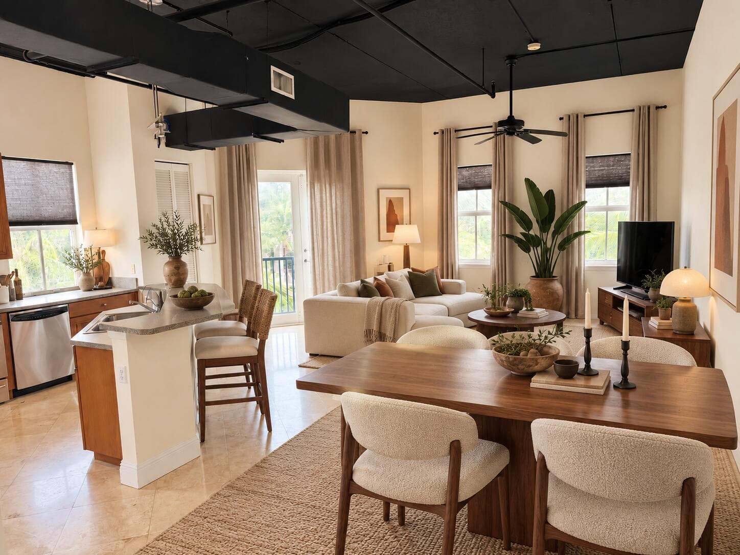 Warm organic modern Delray Beach loft