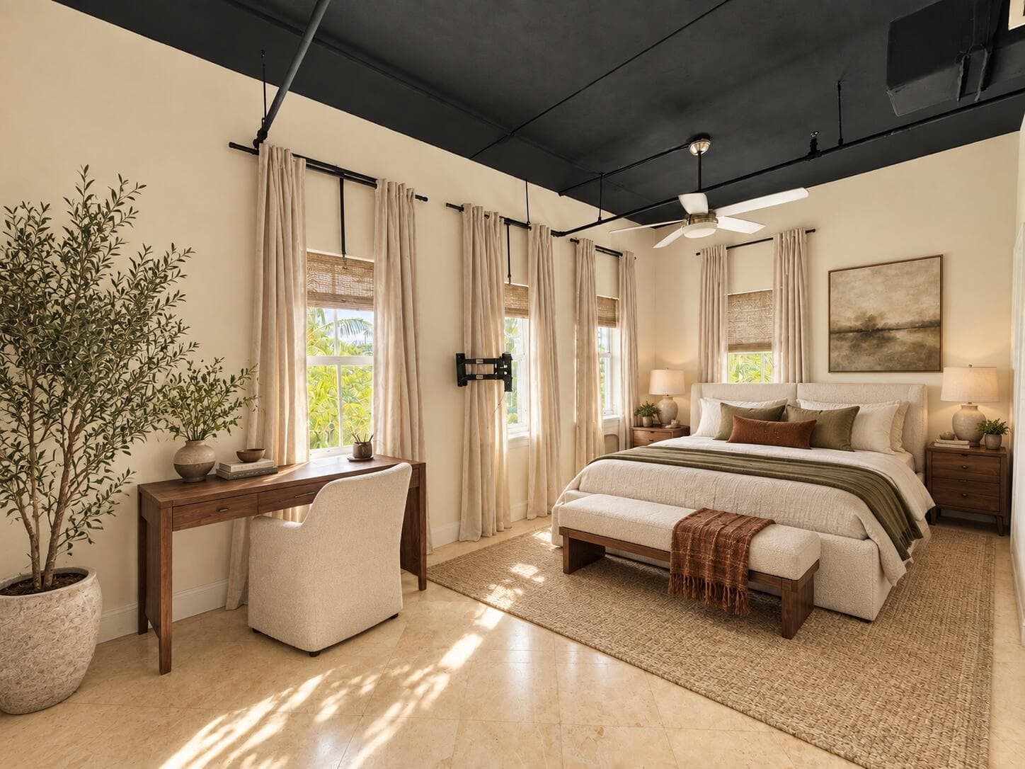 Warm organic modern bedroom redesign