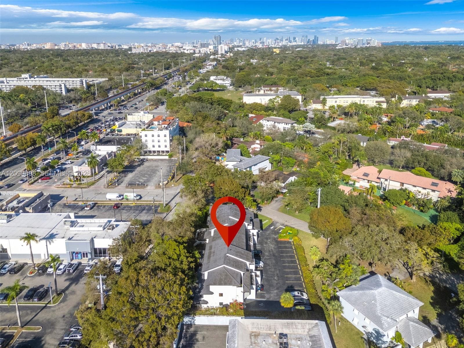 This view is looking North-East and you can see the exact location of Unit 206 and see US-1 & the Metro-Rail leading directly to Downtown Miami and by Metro-Rail one can go directly to University of Miami's Medical School. If you are working on Brickell Ave or Downtown Miami or the Court systems, or the major Hospitals in the downtown area, your Metro-Rail commute is only apx. 25 minutes!!