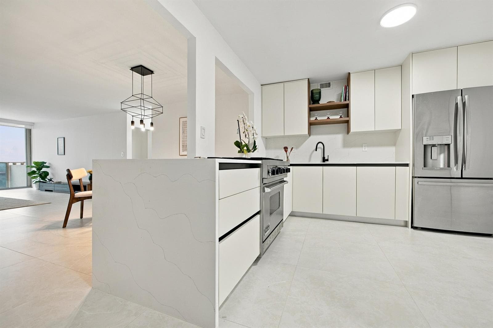 kitchen with wide island view