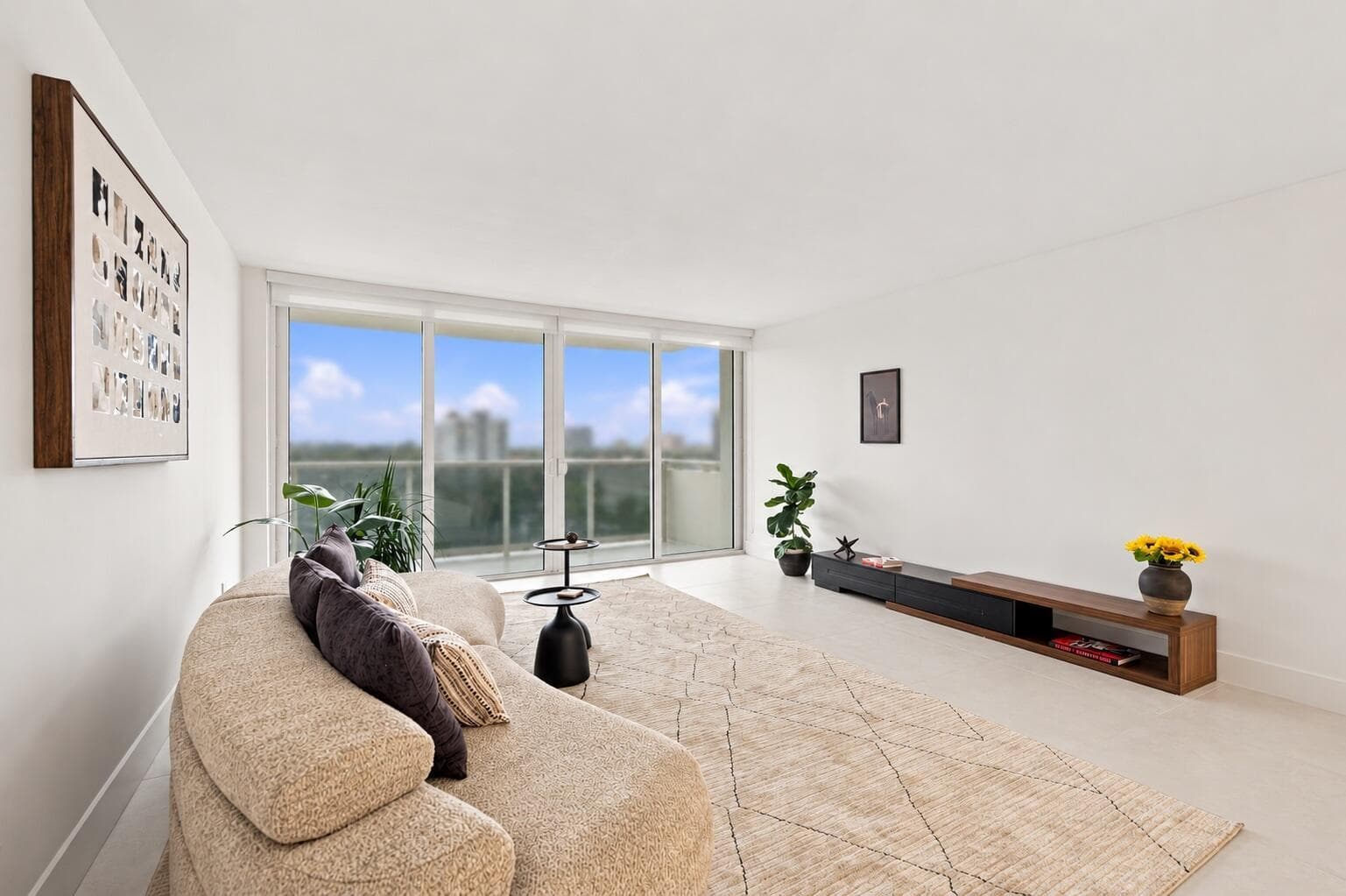living room with balcony view