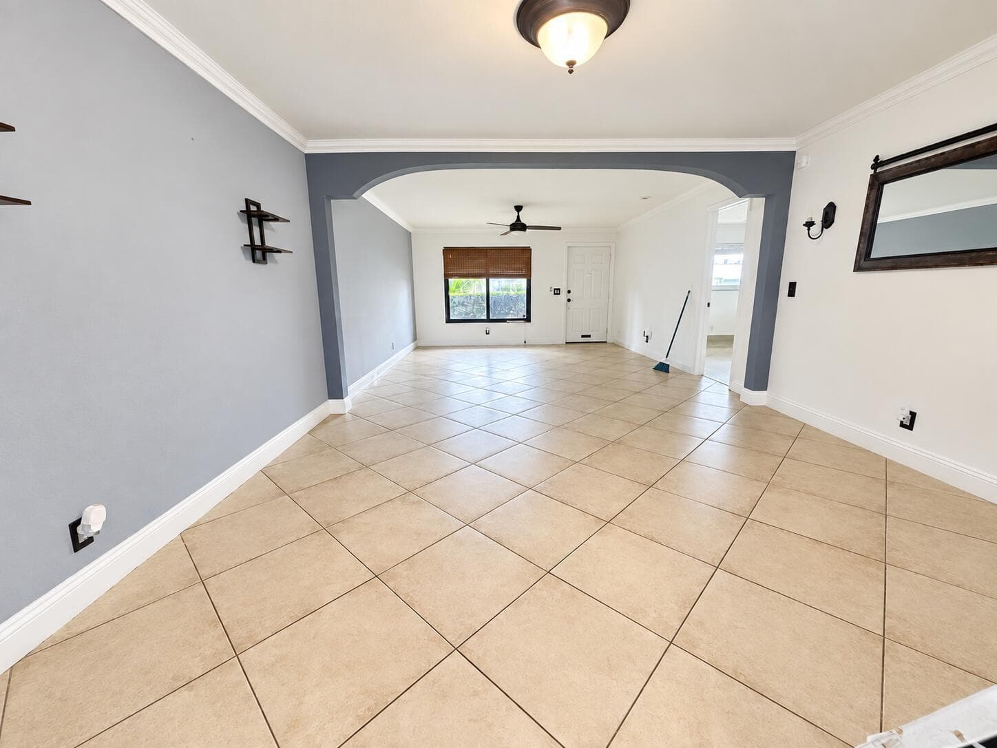 Spacious Neutral Interior with Arched Op
