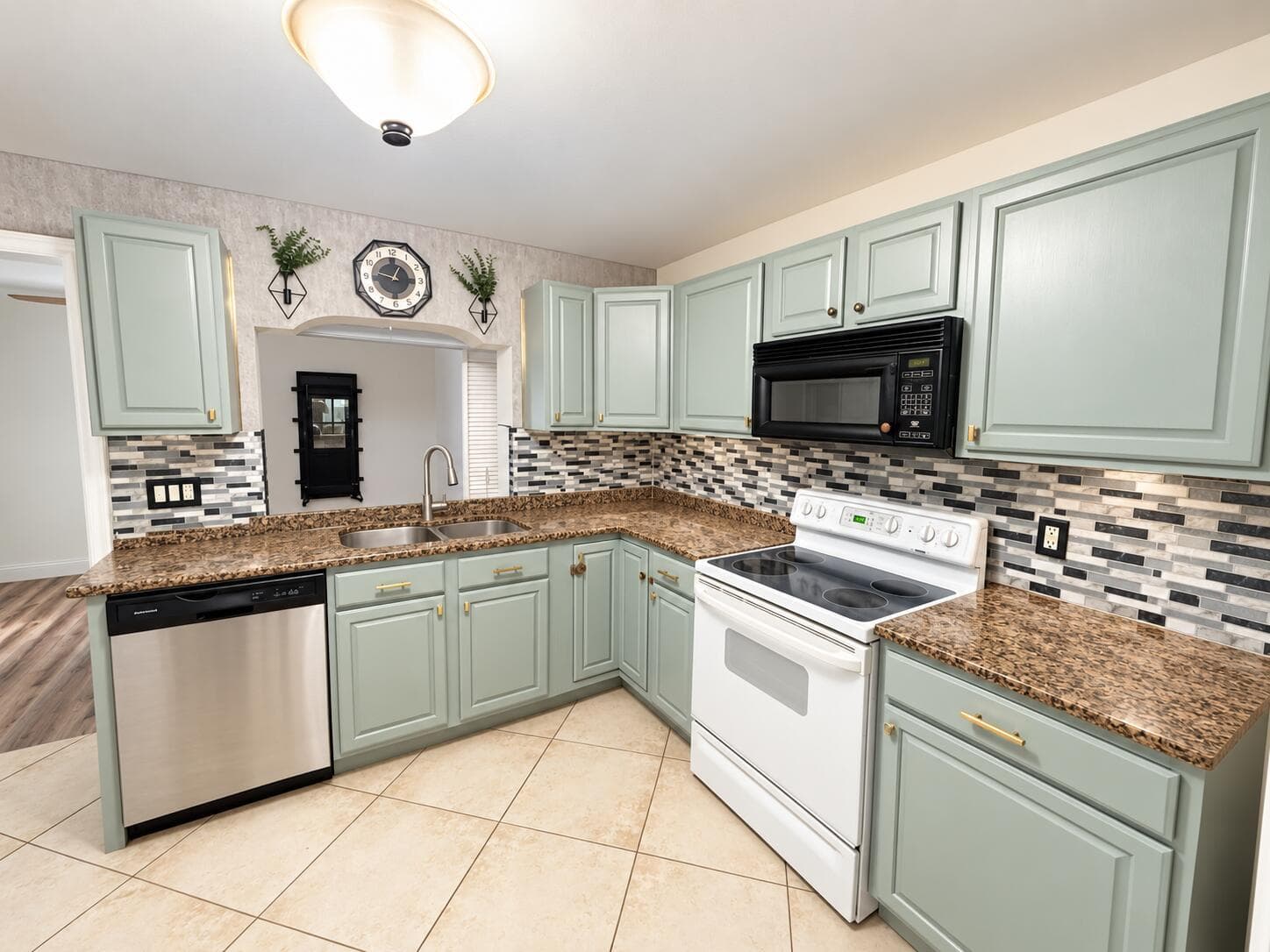 Bright Sage-Green Staged Kitchen