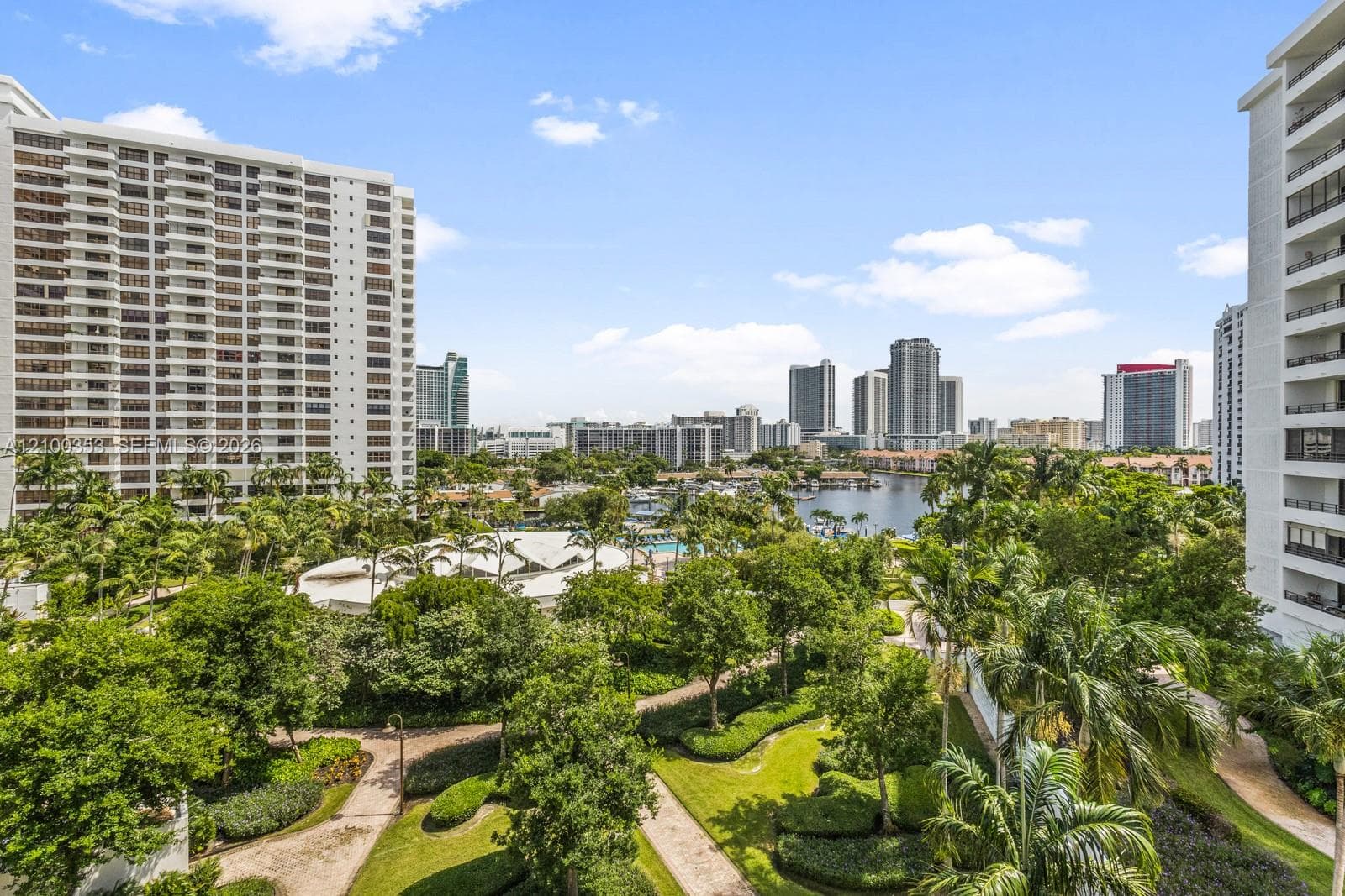 Outlook over the gardens toward the water