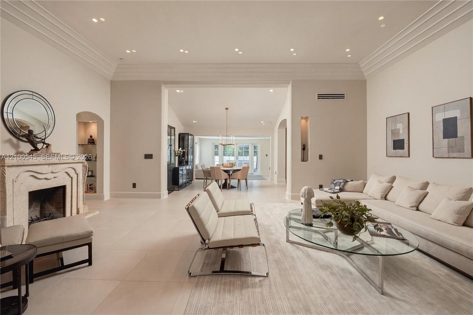 Living Room with 12 ft Ceilings