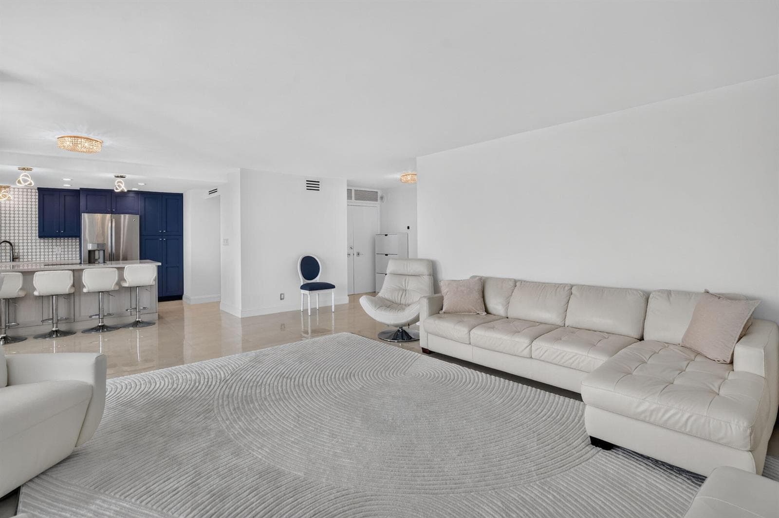 Living Room open to renovated kitchen