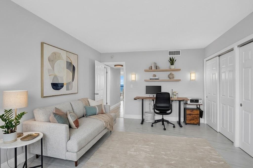 Virtually staged guest bedroom