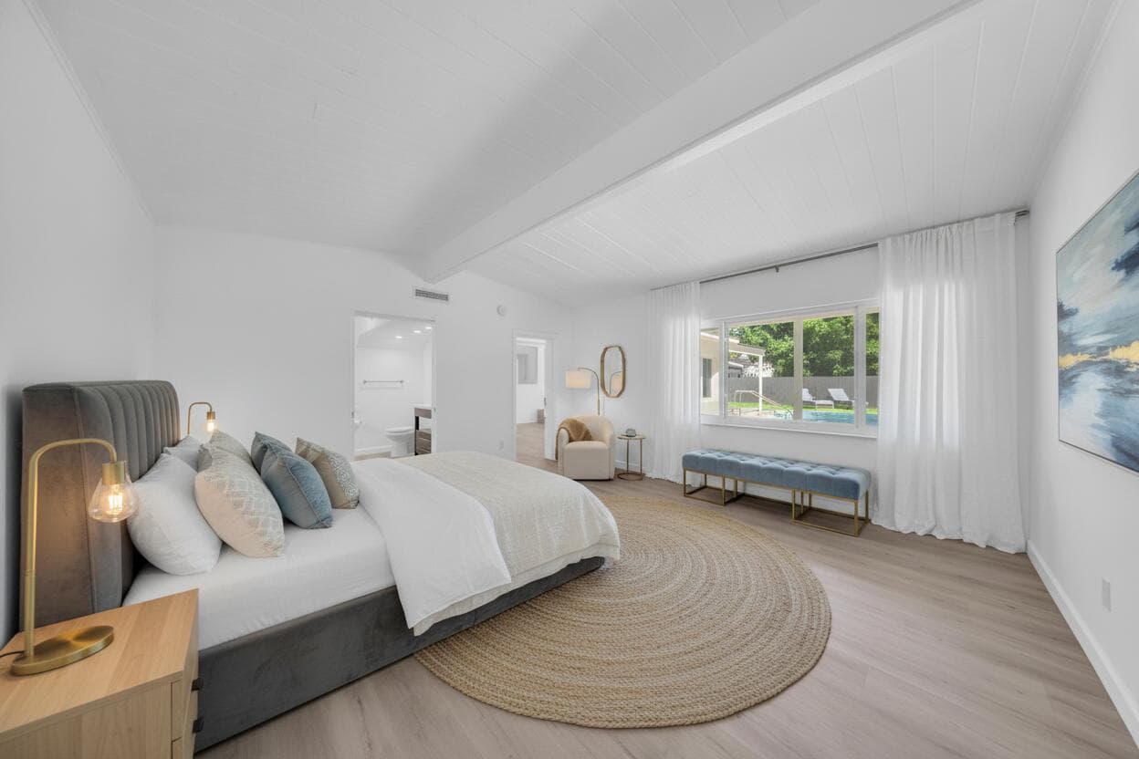 Master bedroom staged