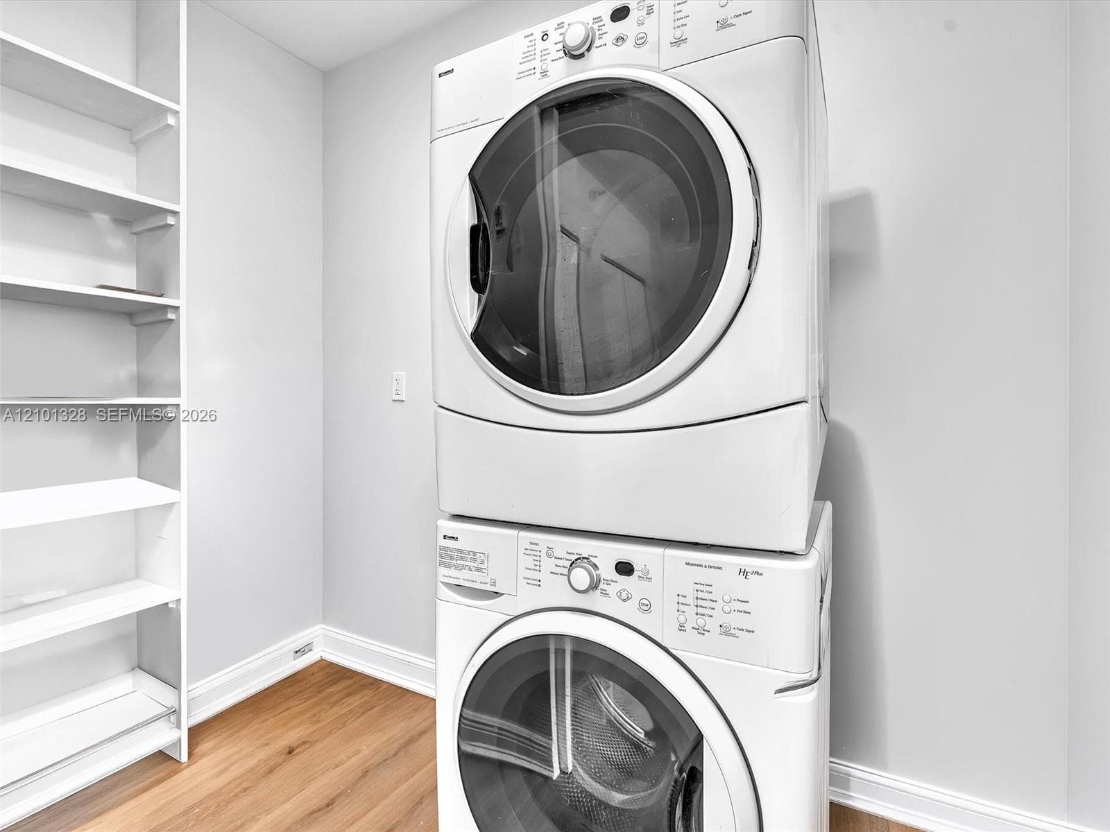 Washer Dryer in Unit with storage