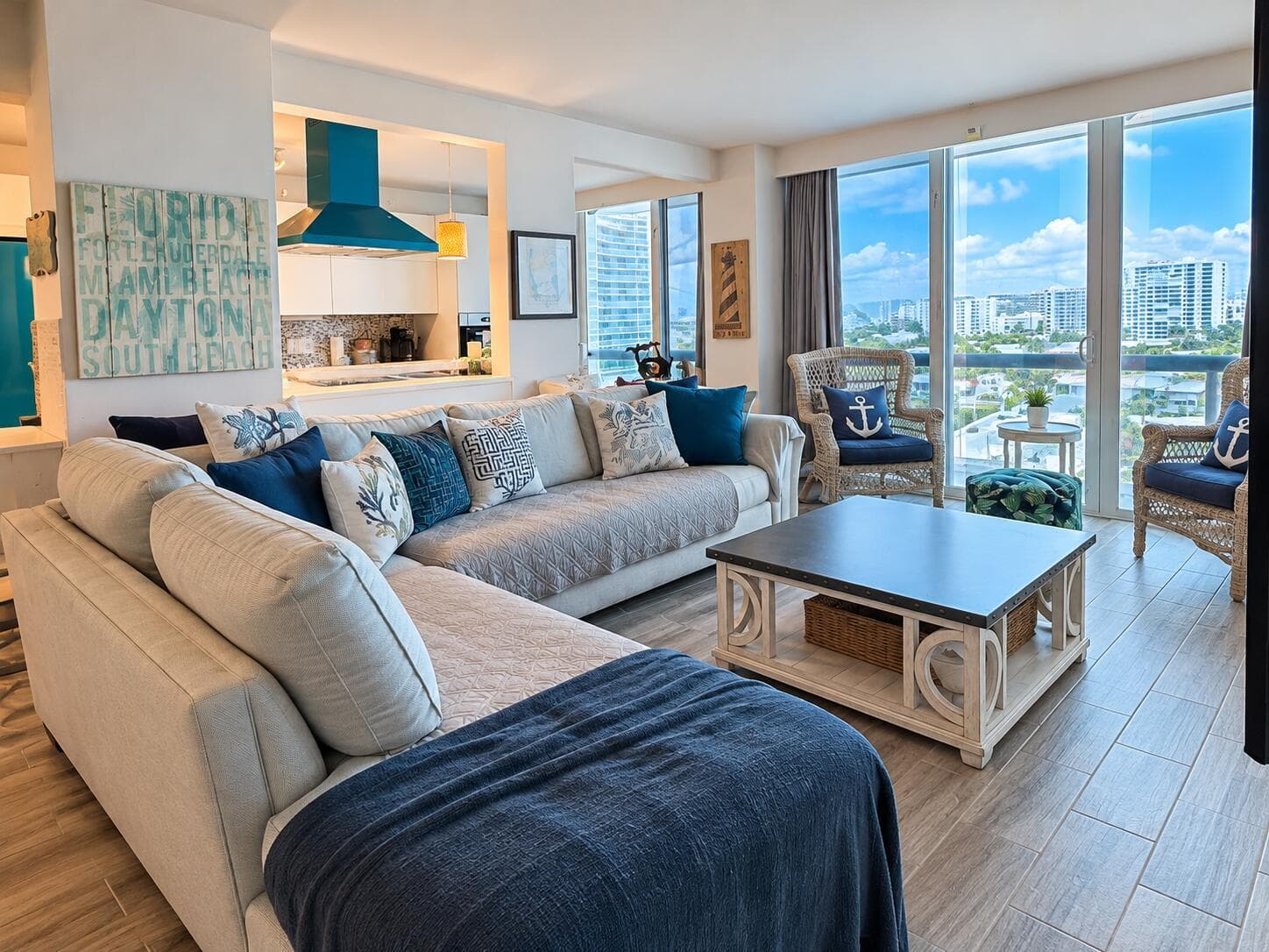 Bright Coastal Condo Living Room