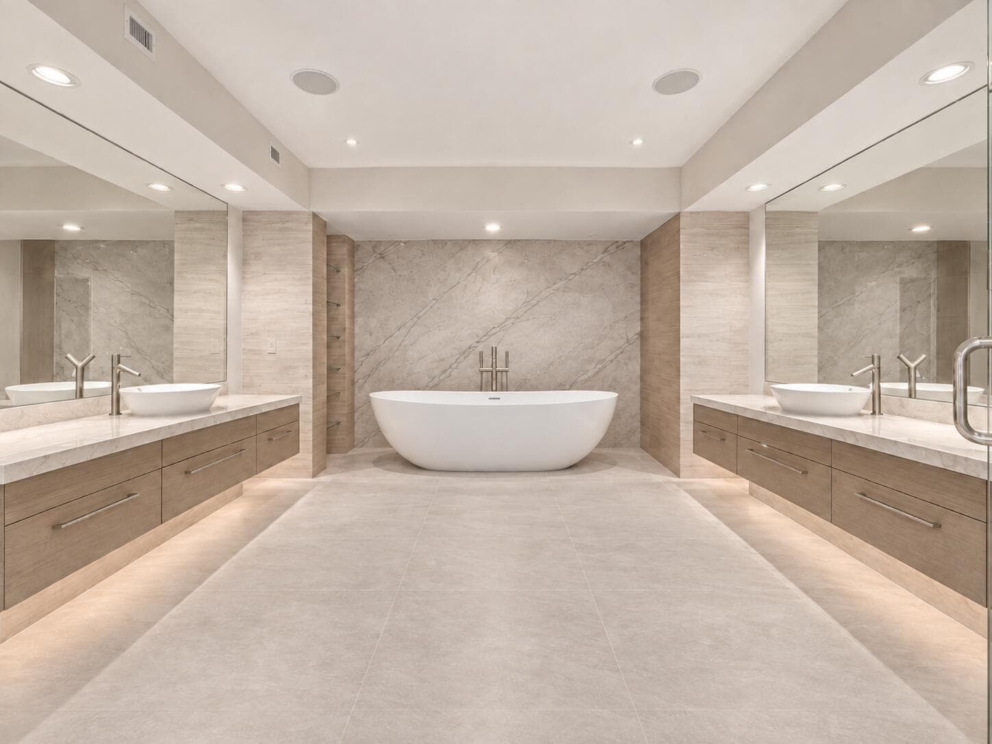 Symmetrical Luxury Spa Bathroom with Fre