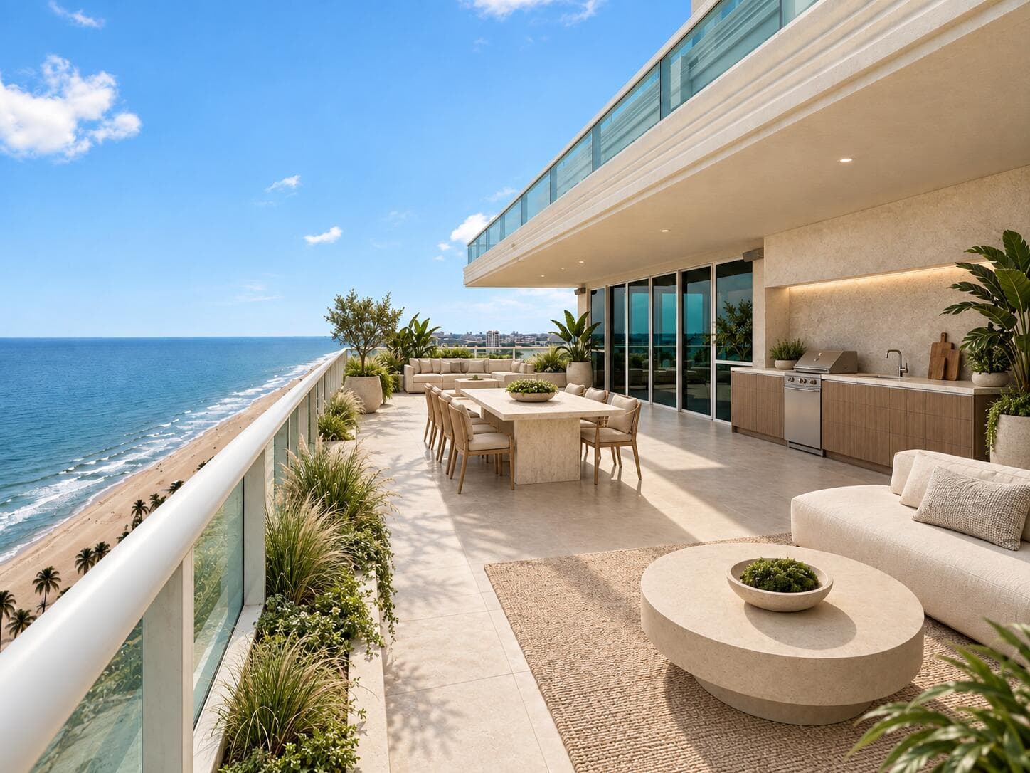 Lush Luxury Oceanfront Penthouse Terrace