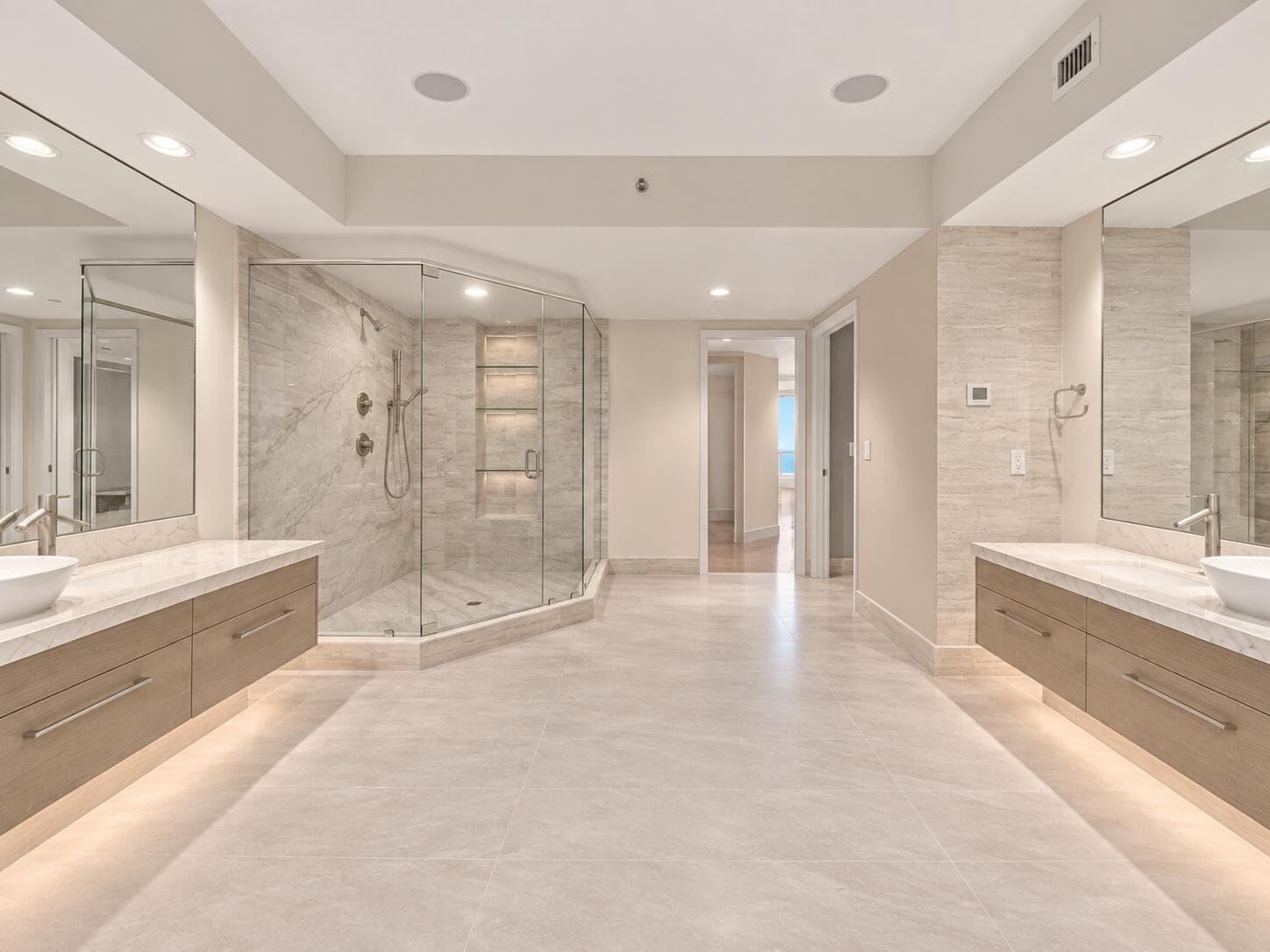 Serene Symmetrical Luxury Spa Bathroom
