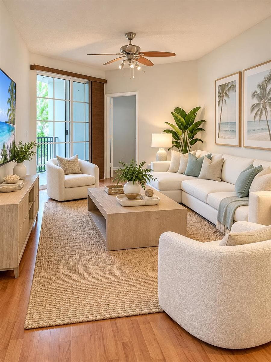 Airy Florida Coastal Living Room