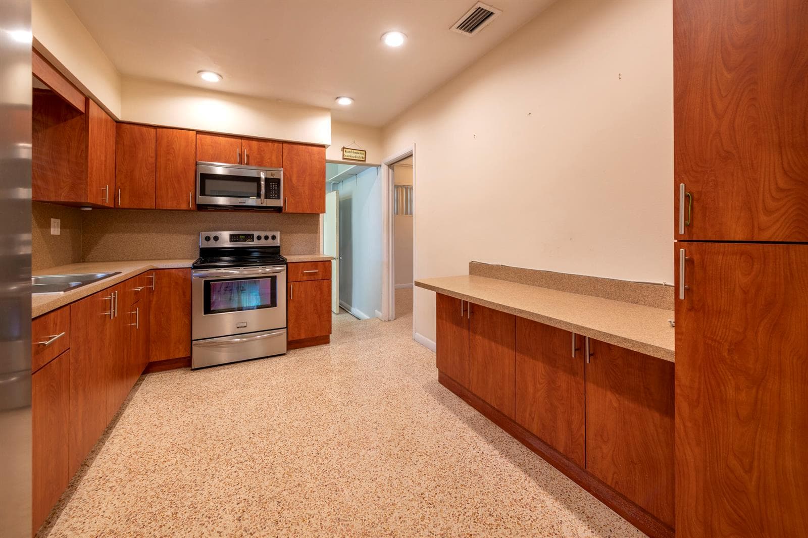 Kitchen from foyer entrance