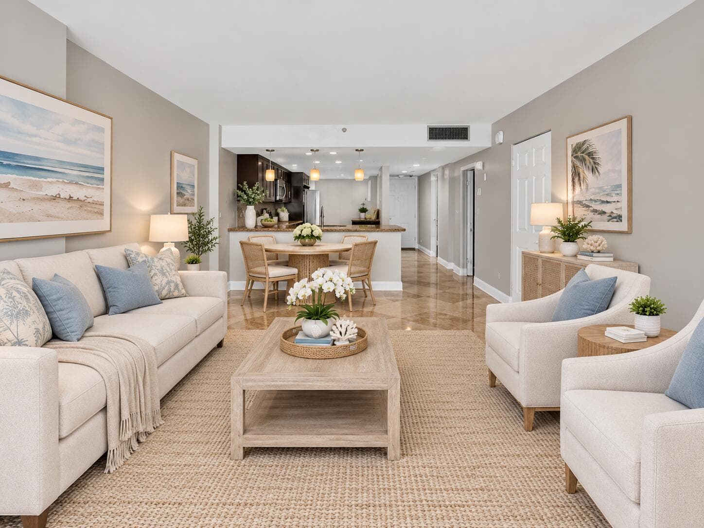 Virtually Staged Dining and Living Room